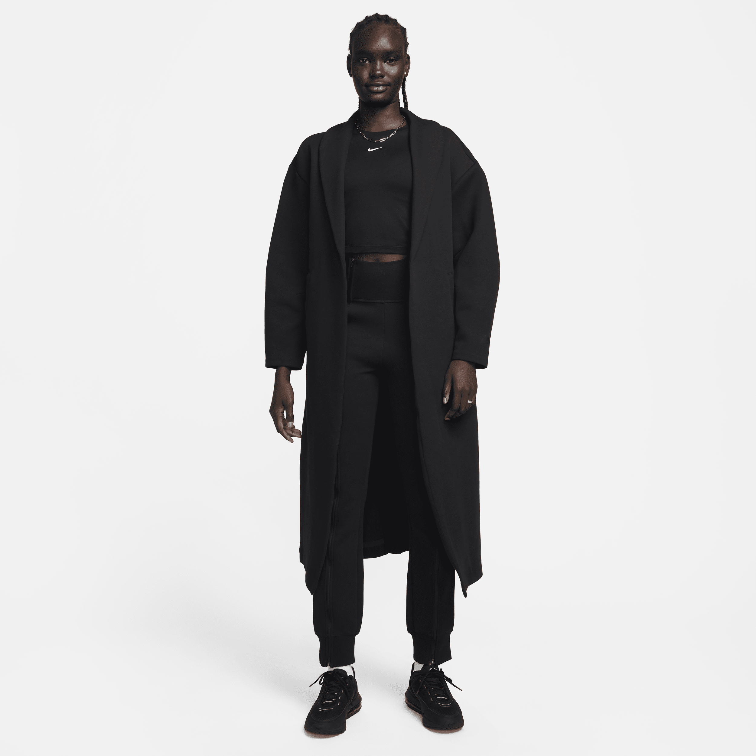 Shop Nike Women's  Sportswear Tech Fleece Oversized Duster Jacket In Black