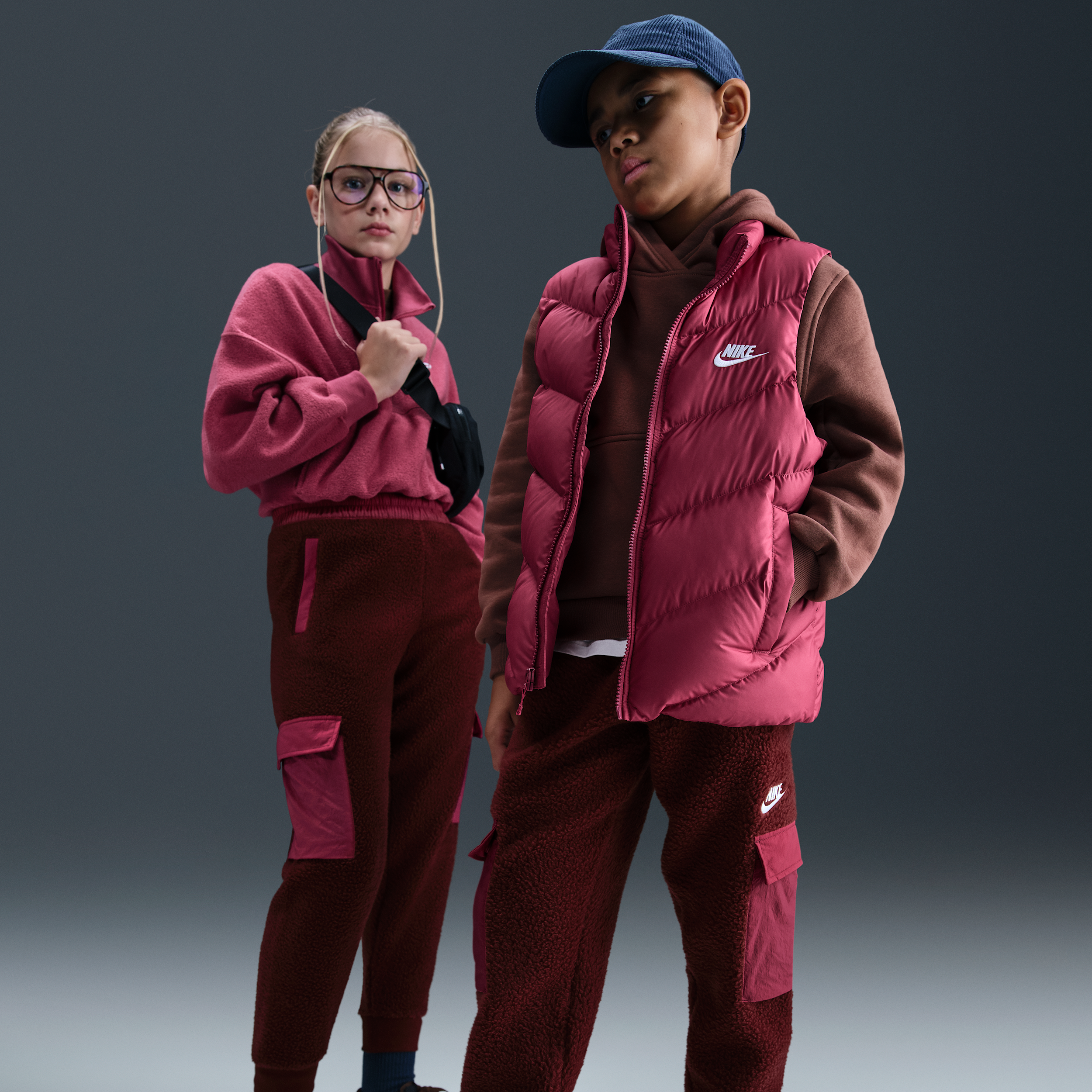 Nike Sportswear Club Fleece Big Kids' Cargo Pants in Red | HV0386-619
