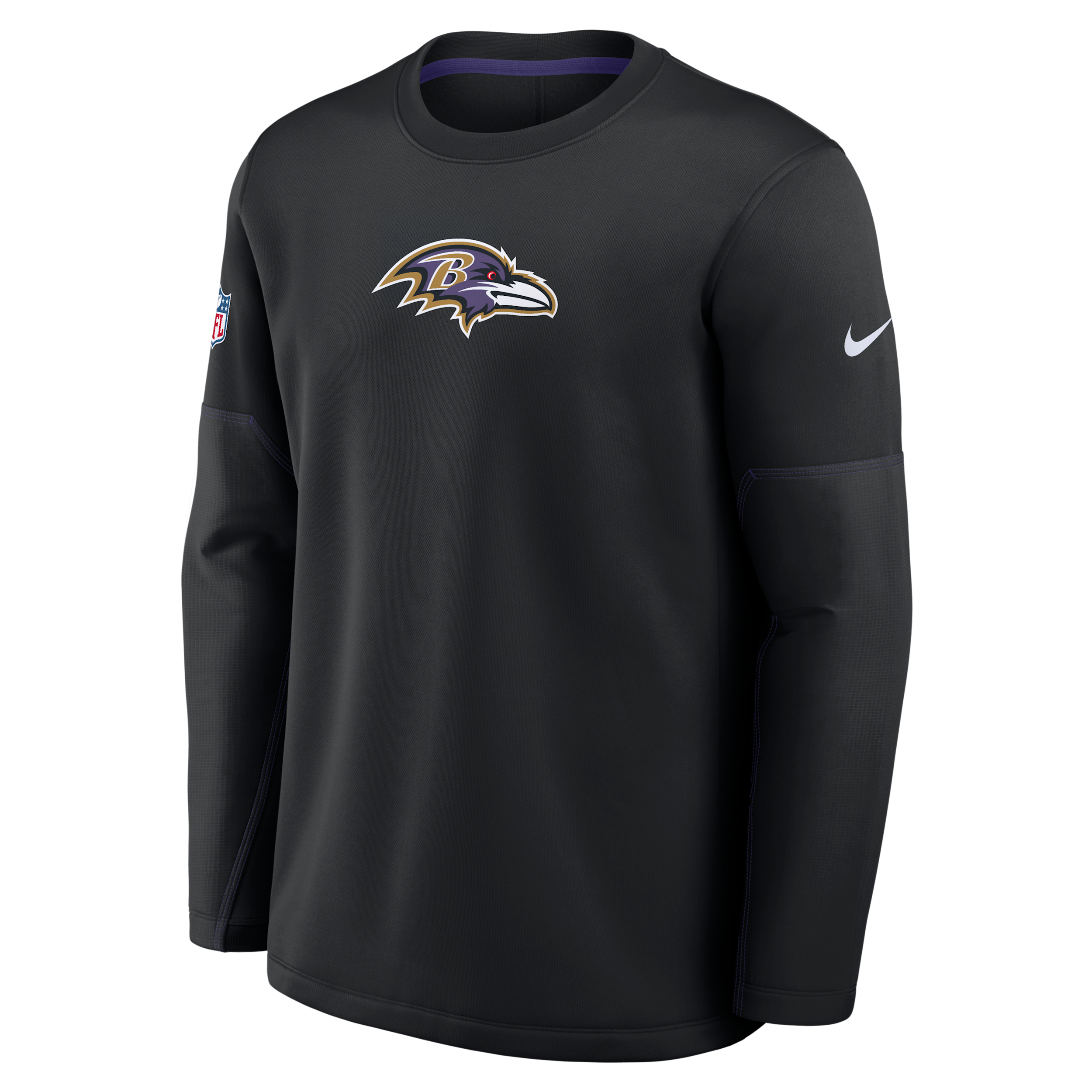 Baltimore Ravens Sideline Coaches Nike Men's Therma-FIT NFL Long-Sleeve T-Shirt in Black | 03BR049Y8G-MXW