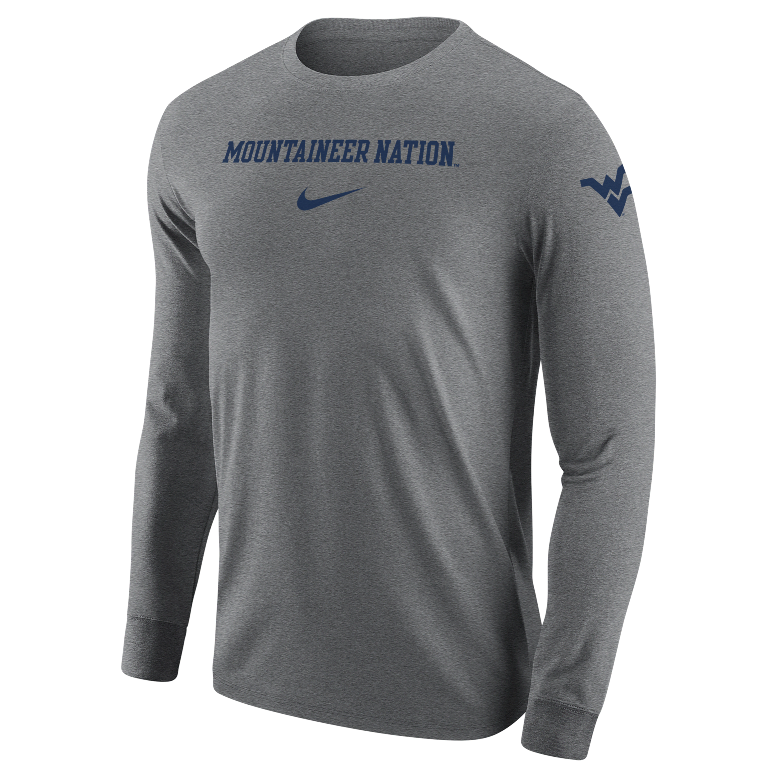 Shop Nike West Virginia  Men's College Long-sleeve T-shirt In Grey