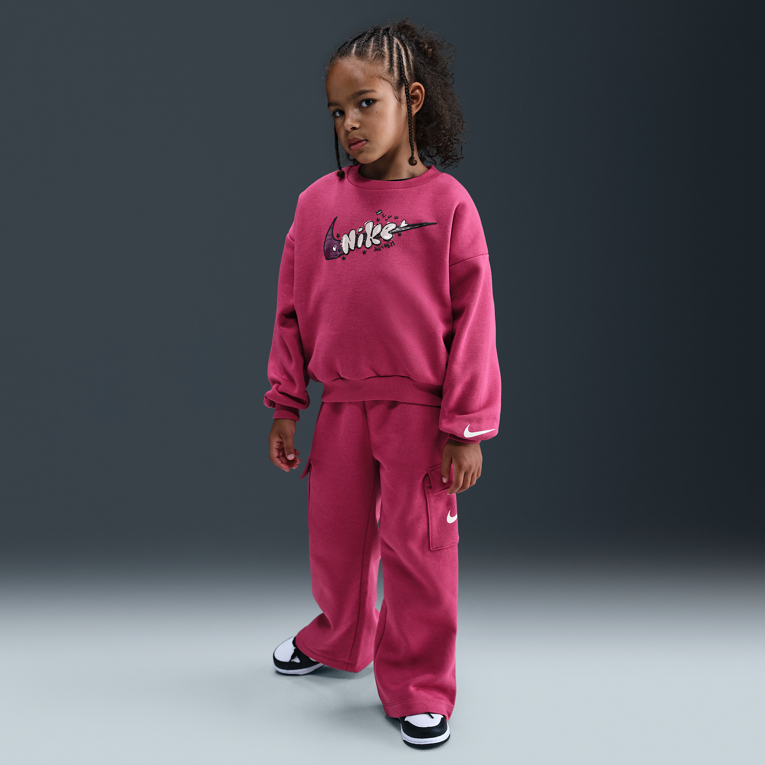 Nike Toddler And Little Girls 2-piece Essentials Crewneck And Cargo Pants Set In Red