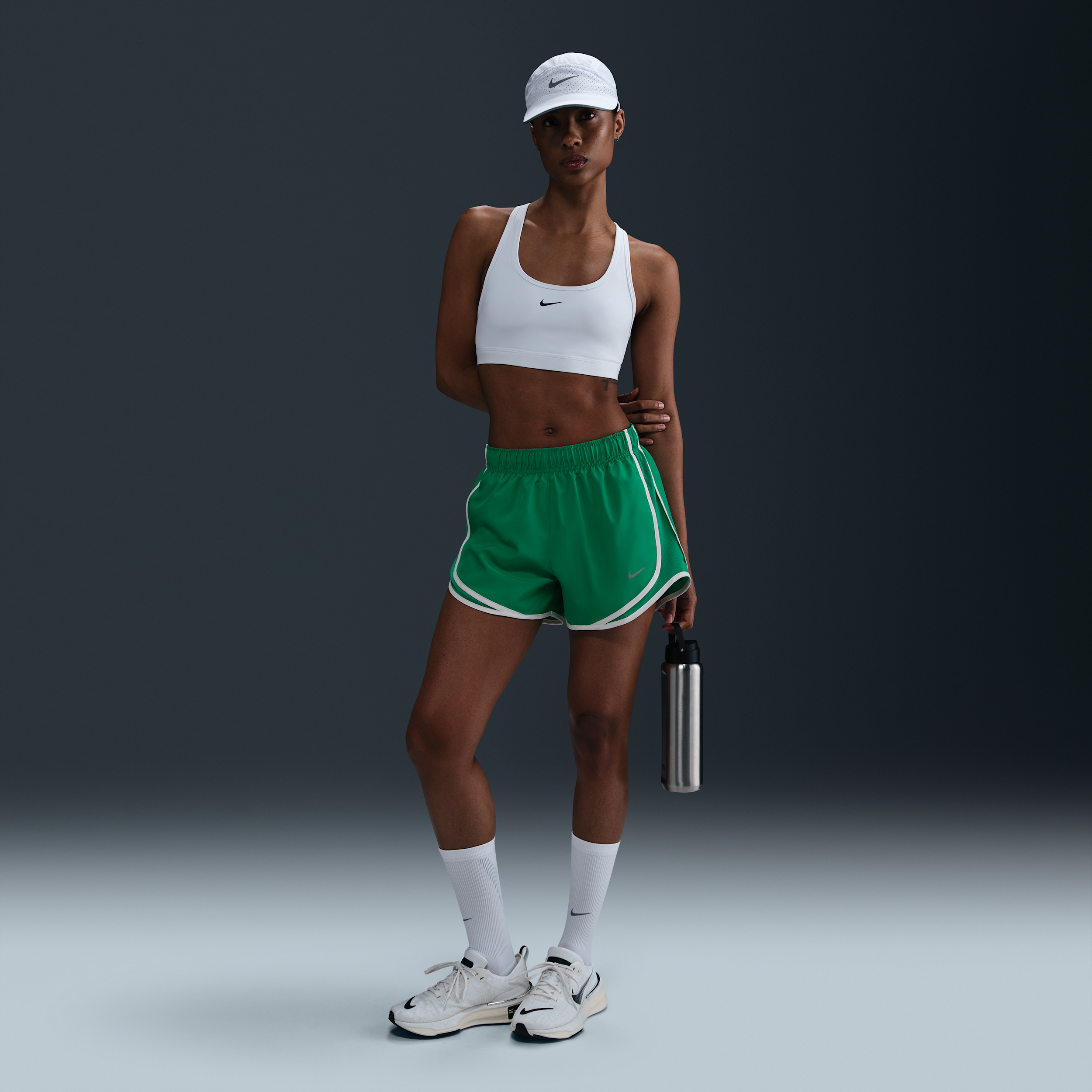 Nike Women's Tempo Dri-fit Mid-rise Brief-lined Running Shorts In Green