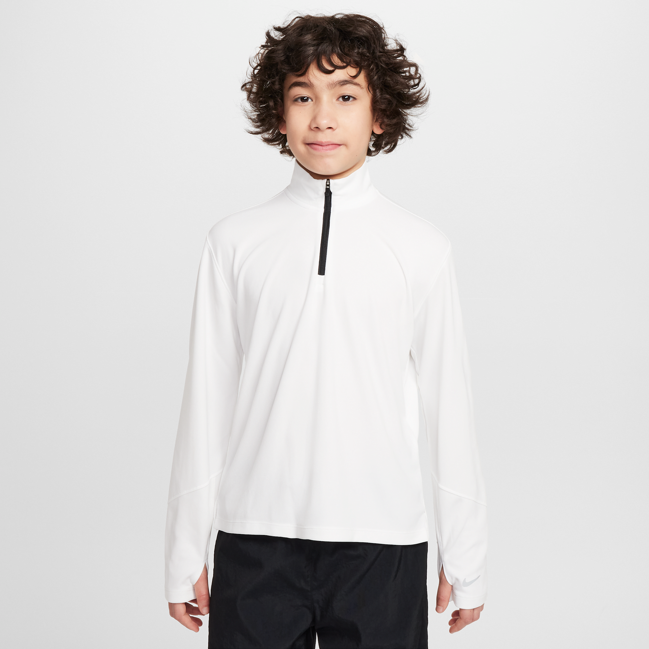 Nike Multi Big Kids' (boys') Dri-fit Uv Long-sleeve 1/2-zip Top In White