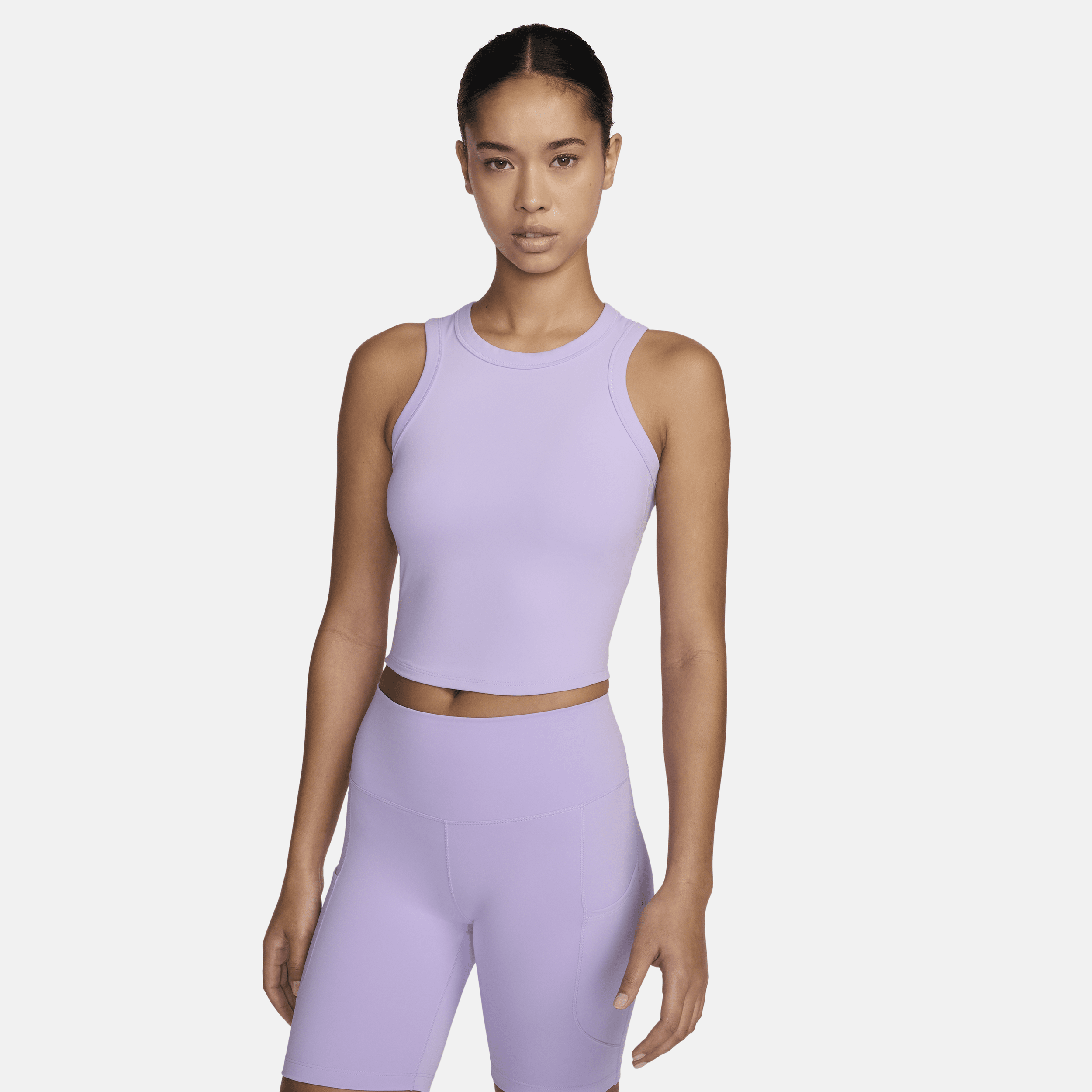 Shop Nike Women's One Fitted Dri-fit Cropped Tank Top In Purple