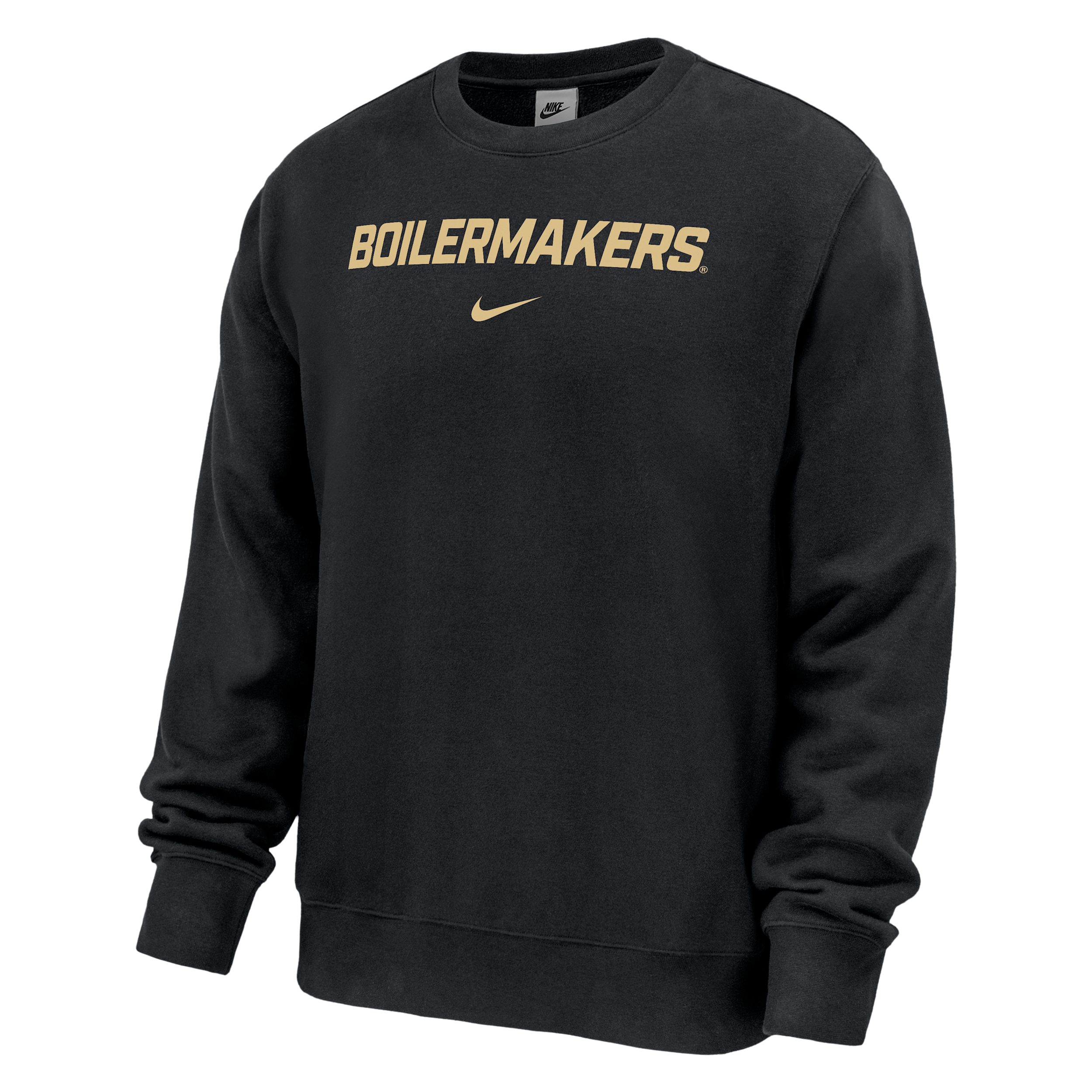 Purdue Boilermakers Club Fleece Nike Men's NCAA Pullover Crew-Neck Sweatshirt in Black | M33234P826PURU-BLK
