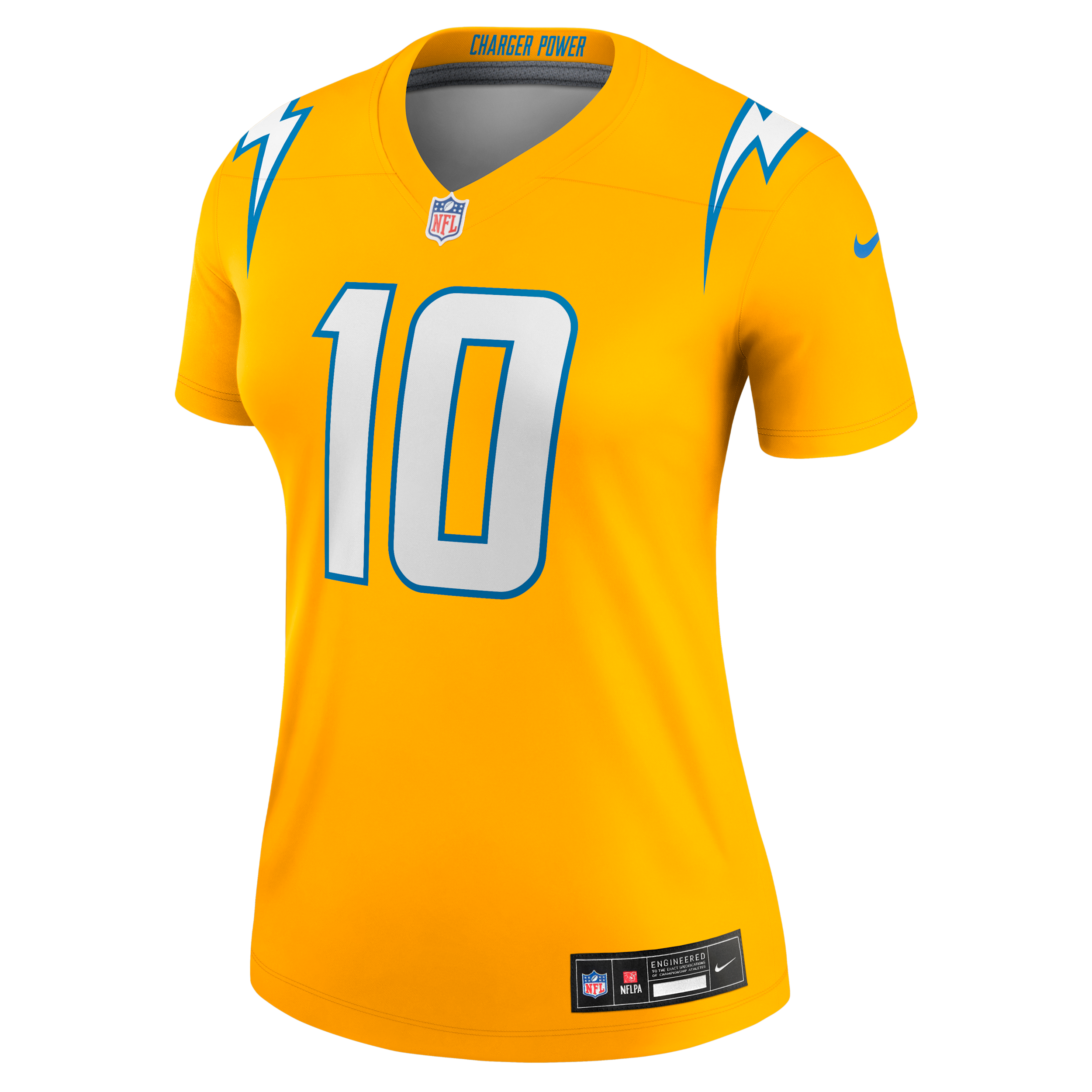 Nike Women's Justin Herbert Gold Los Angeles Chargers Alternate Charger Power Legend Player Performance Top - Gold