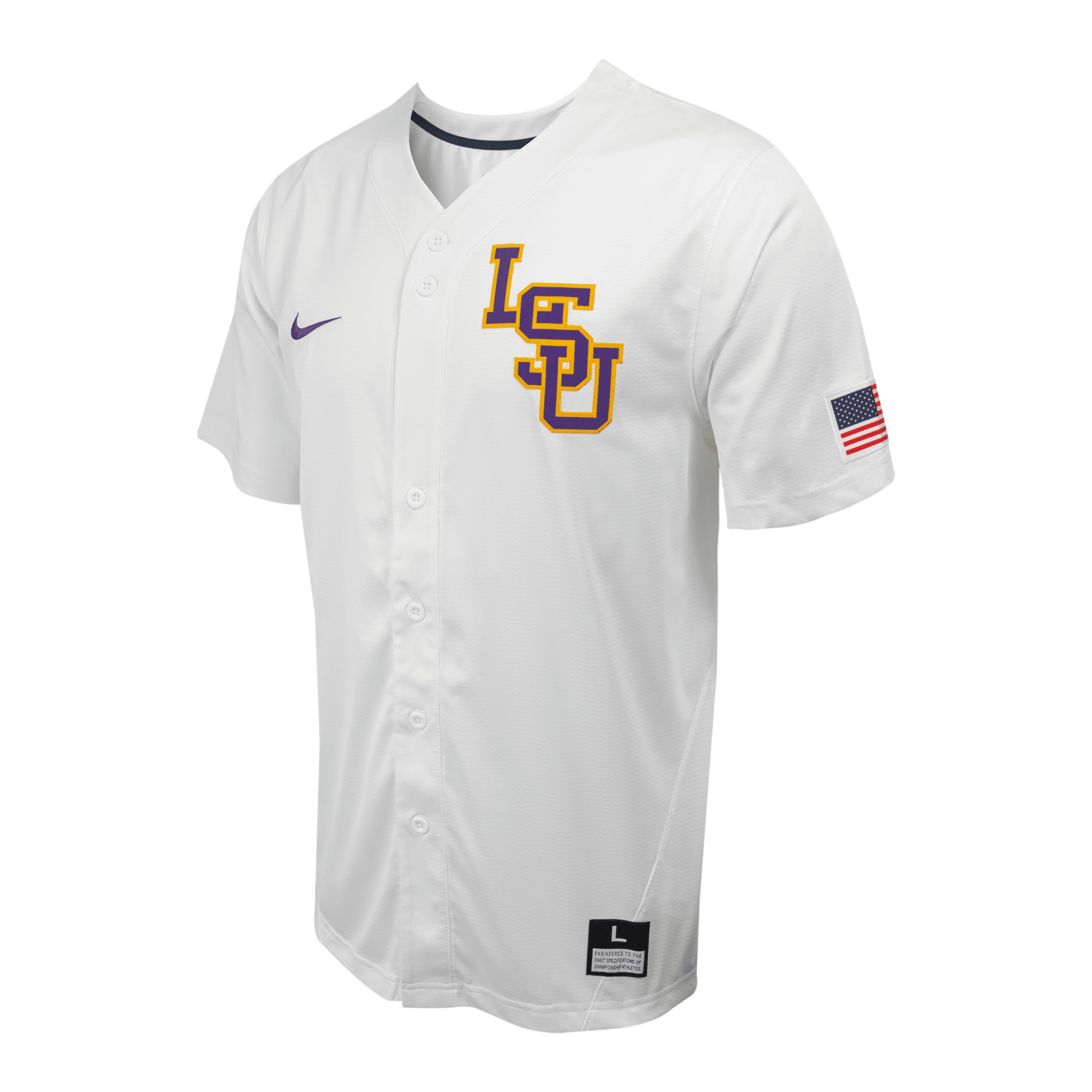 Nike Lsu  Men's College Full-button Baseball Jersey In White