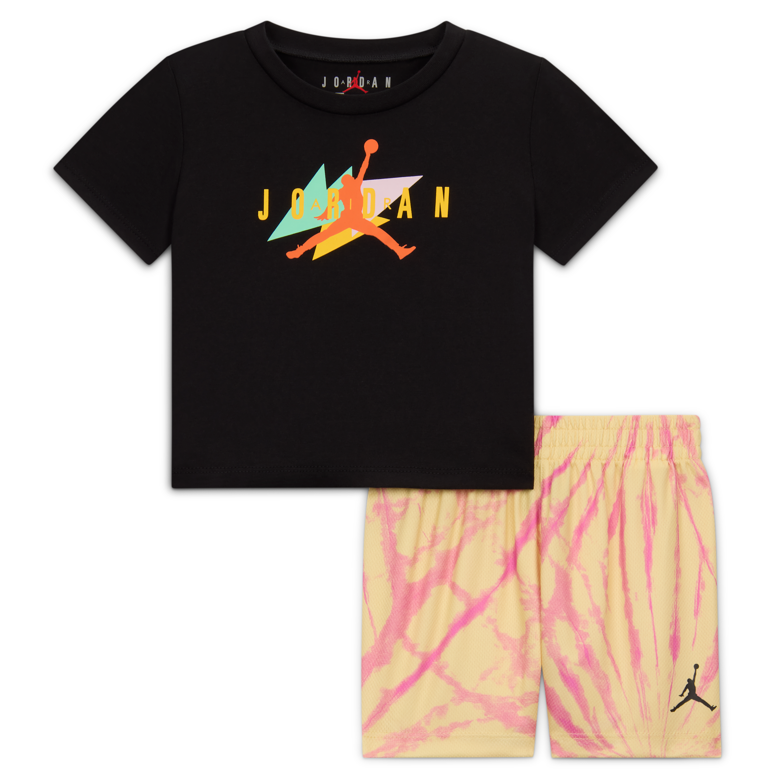 Jordan Baby 2-Piece Festival Tie Dye Shorts Set in Yellow 65F787-X5U 44$