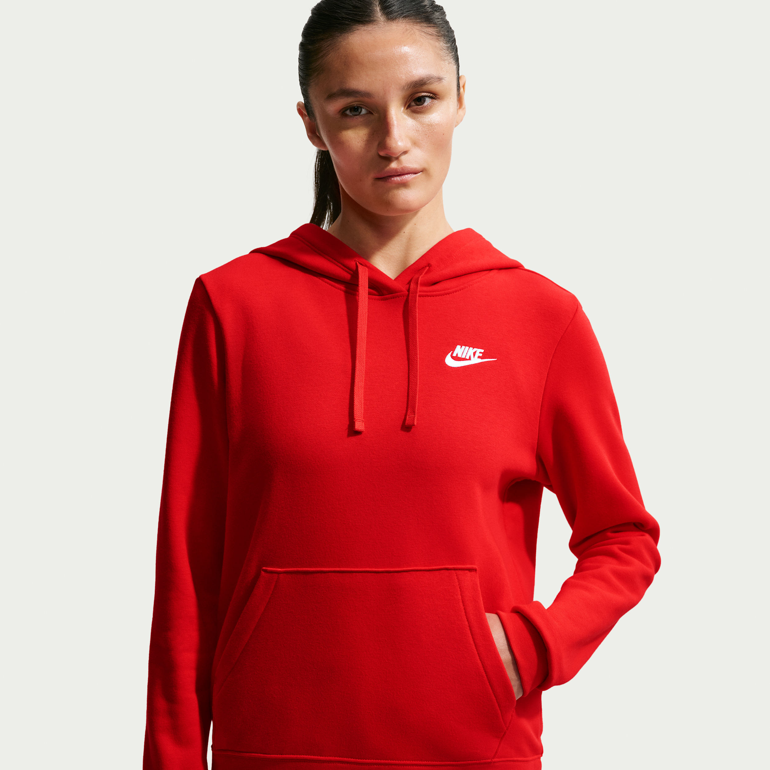 Women's Nike Sportswear Club Fleece Pullover Hoodie in Red | DQ5793-657