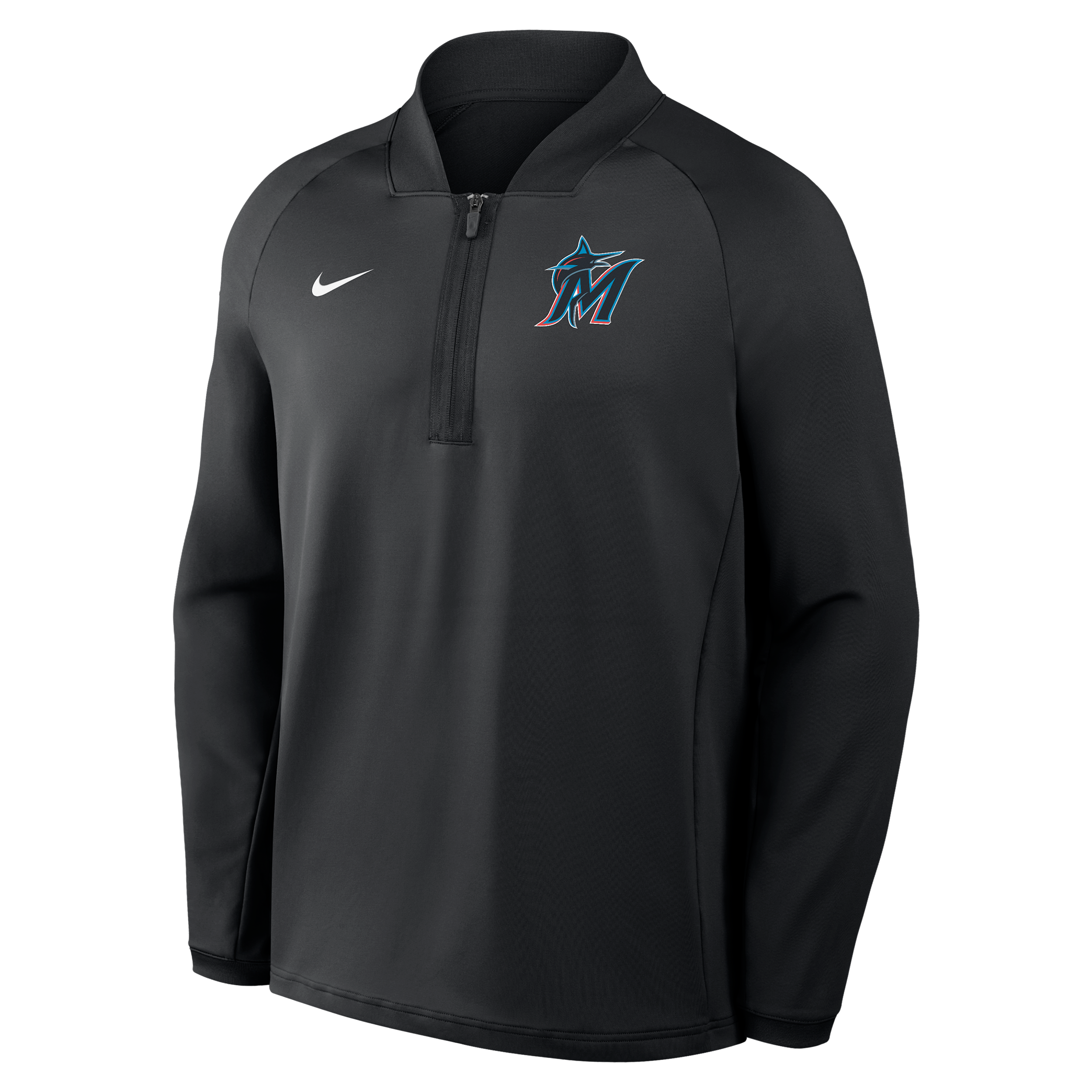 Miami Marlins Authentic Collection Nike Men's Dri-FIT MLB 1/2-Zip Long-Sleeve Top in Black | 04H900AMQM-KRR