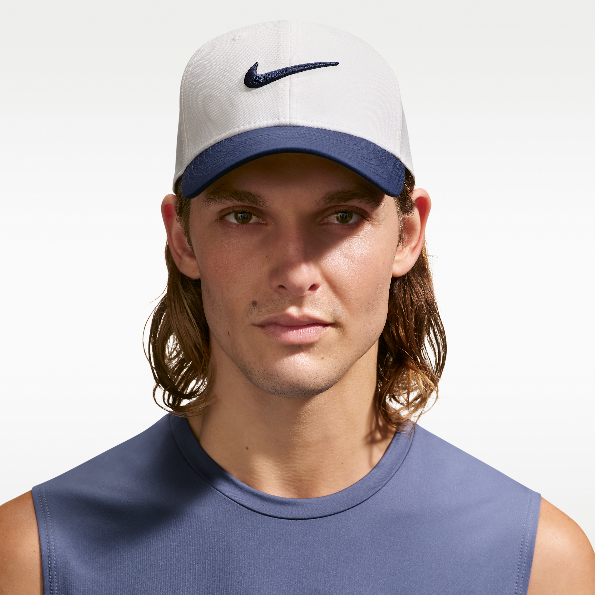 Nike Adult Dri-FIT Club Structured Golf Hat, Men's, Small/Medium, Sail/College Navy/College Navy Blue