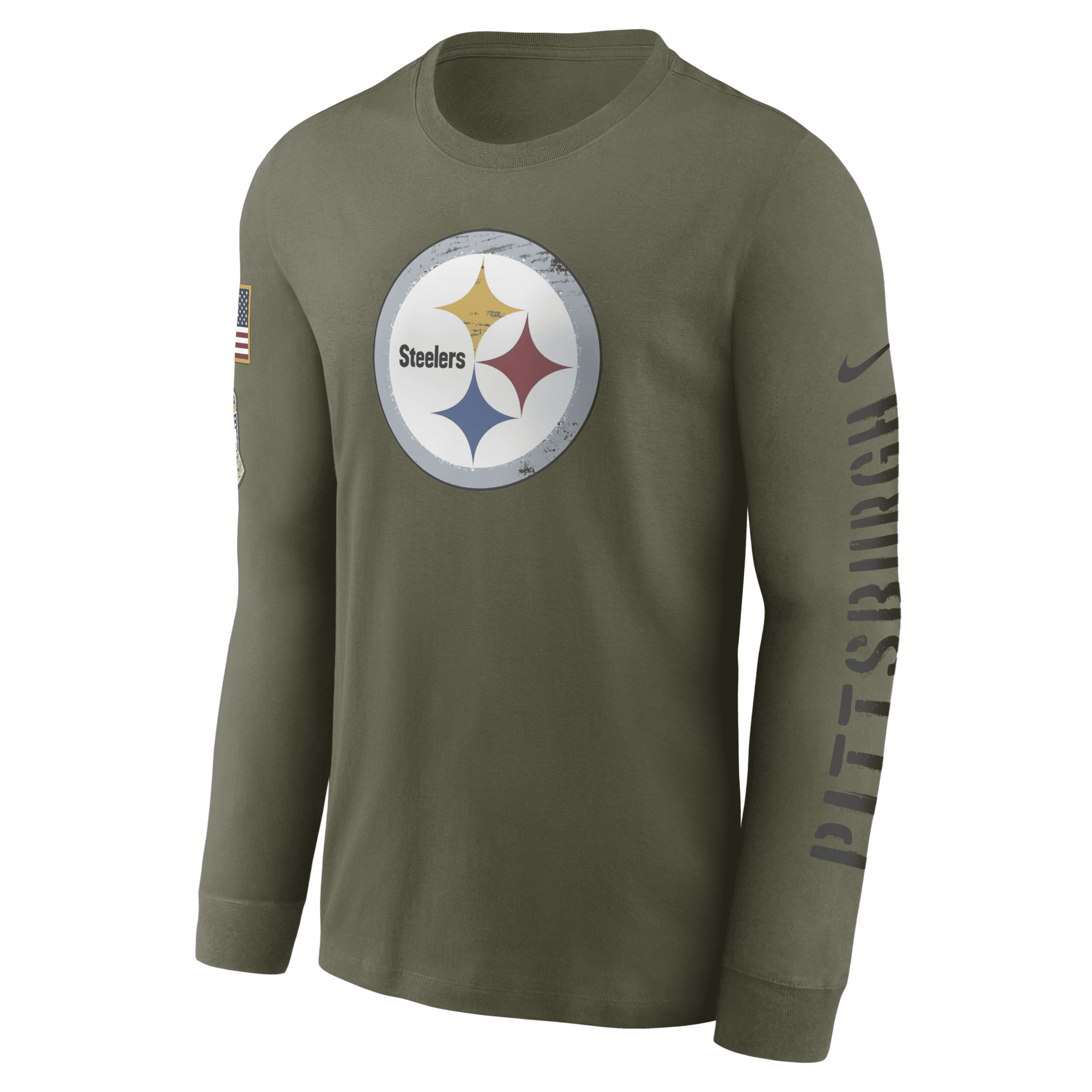 Nike Men's Salute To Service Logo (nfl Pittsburgh Steelers) Long-sleeve T-shirt In Brown