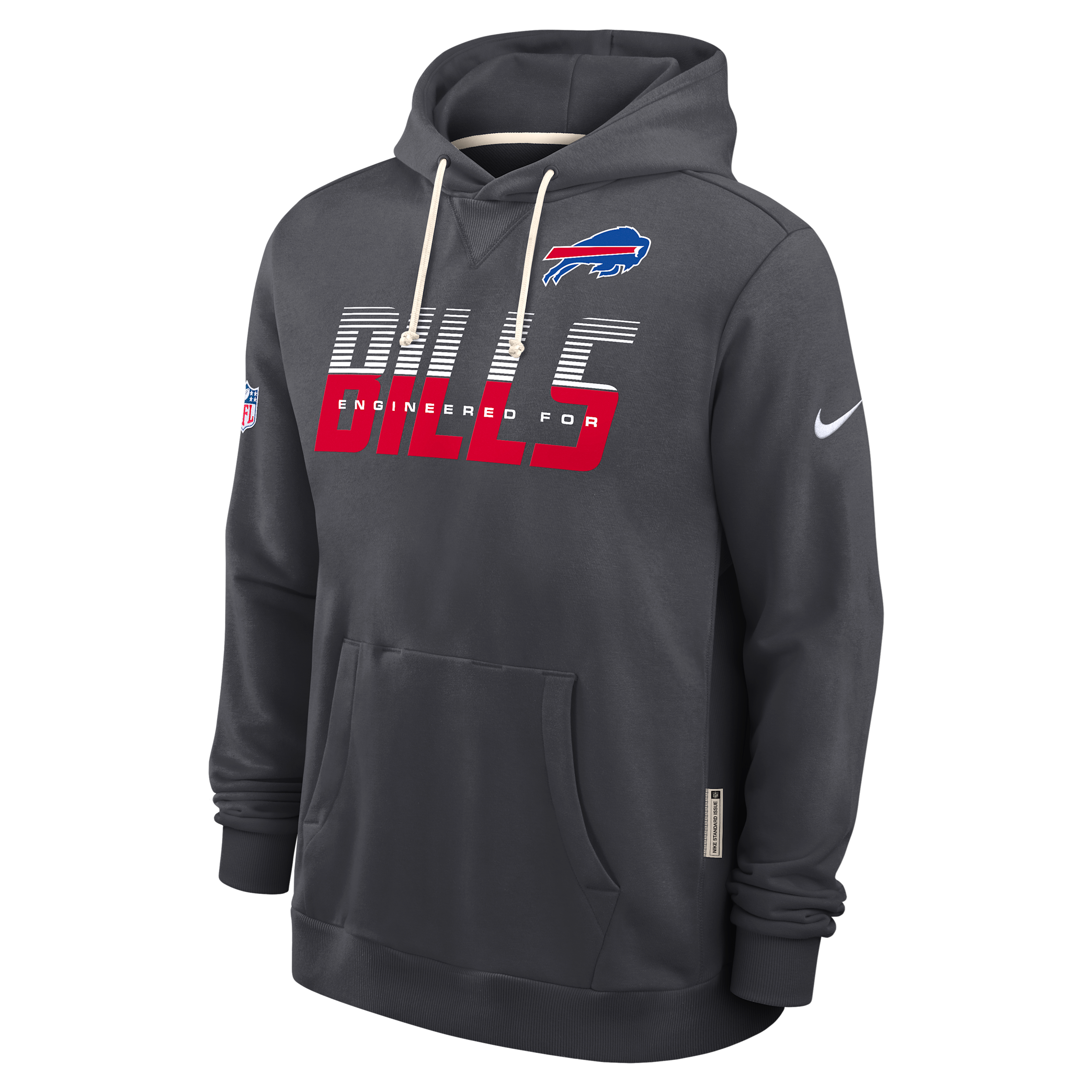 Buffalo Bills Sideline Standard Issue Nike Men's Dri-FIT NFL Pullover Hoodie in Grey | 03AZ06F81-SX8