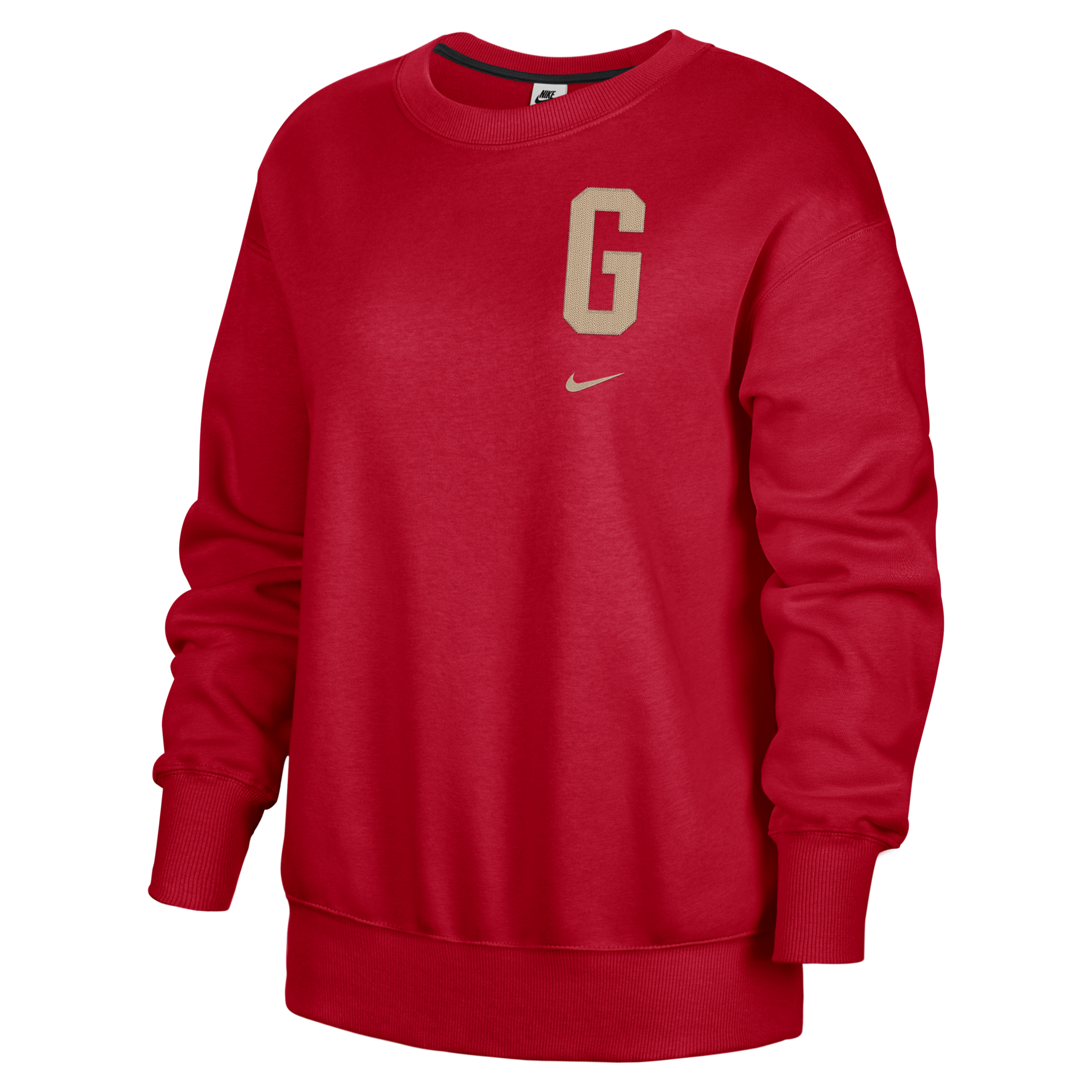 Nike Georgia Club Fleece  Women's College Oversized Fit Crew-neck Sweatshirt In Red