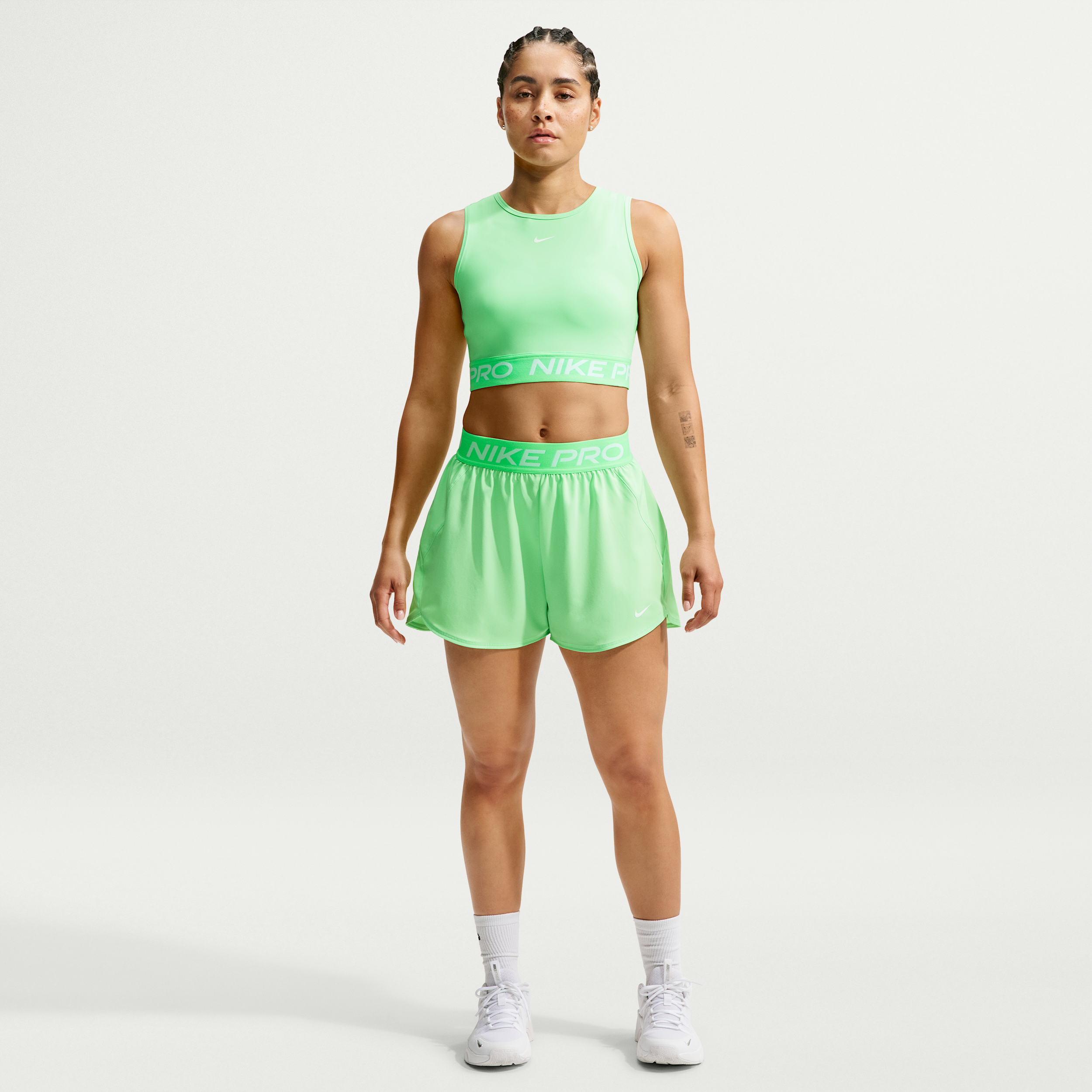 Women's Nike Pro Dri-FIT Mid-Rise Brief-Lined 3" Woven Shorts in Green | IQ0784-336