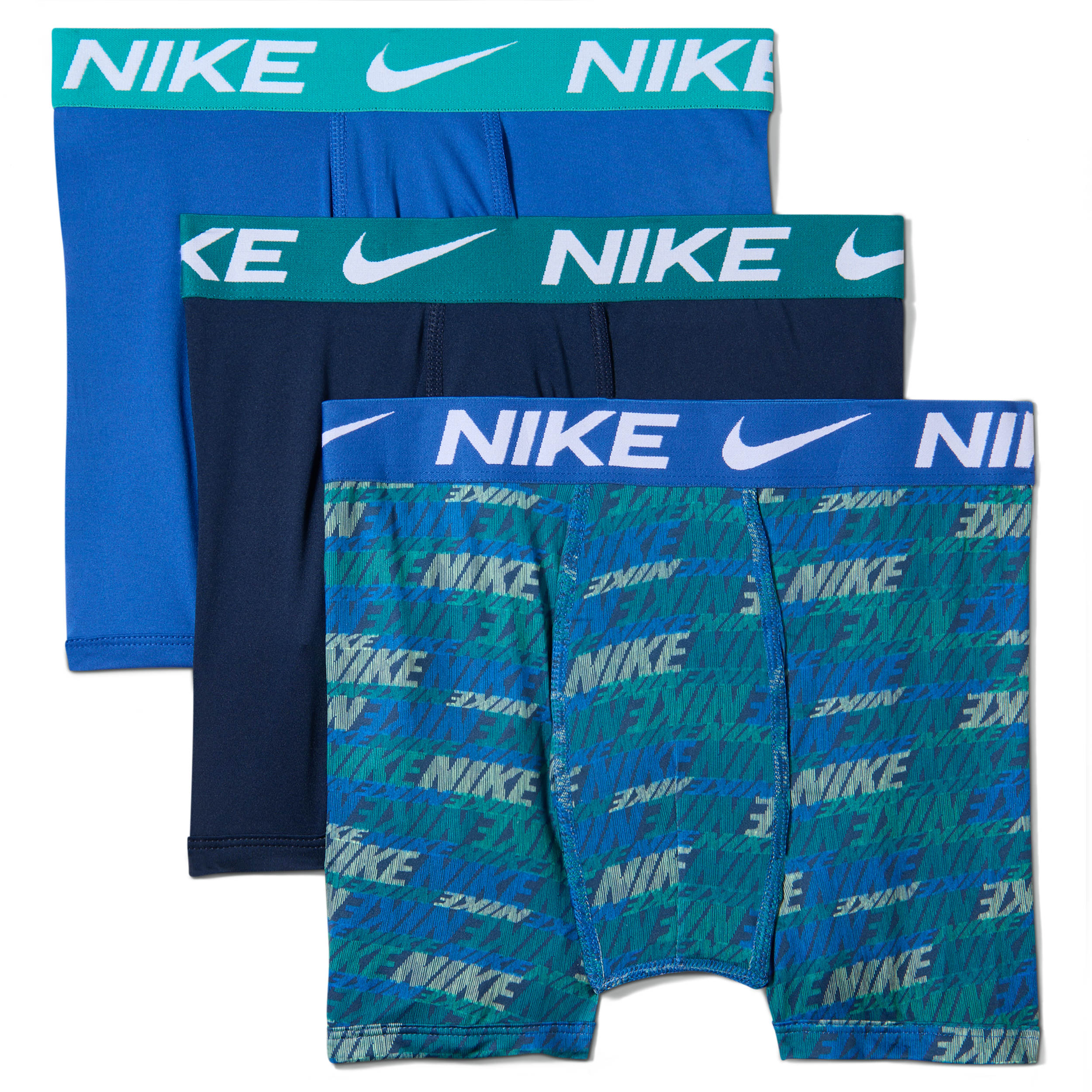 Nike Big Kids' Dri-FIT Micro Print Boxer Briefs (3-Pack) in Blue | 9N0845-B9I