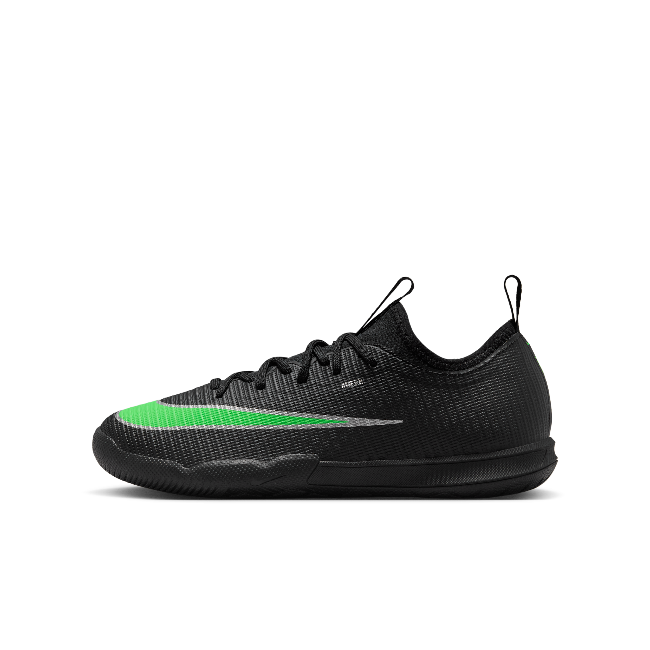 Nike Jr. Mercurial Vapor 17 Academy Big Kids' Indoor/Court Low-Top Soccer Shoes in Black | IO0141-001