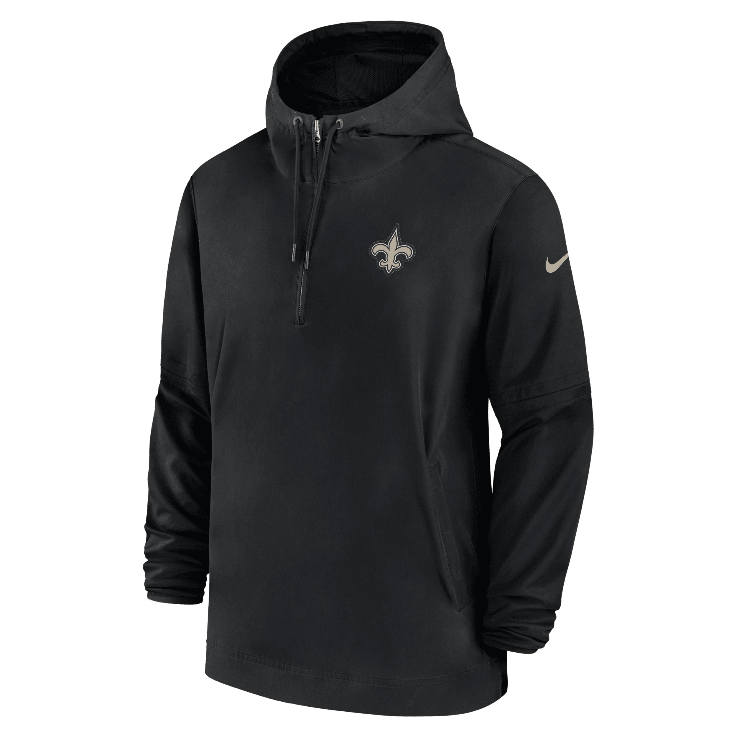 Nike New Orleans Saints Sideline Menâs  Men's Nfl 1/2-zip Hooded Jacket In Black