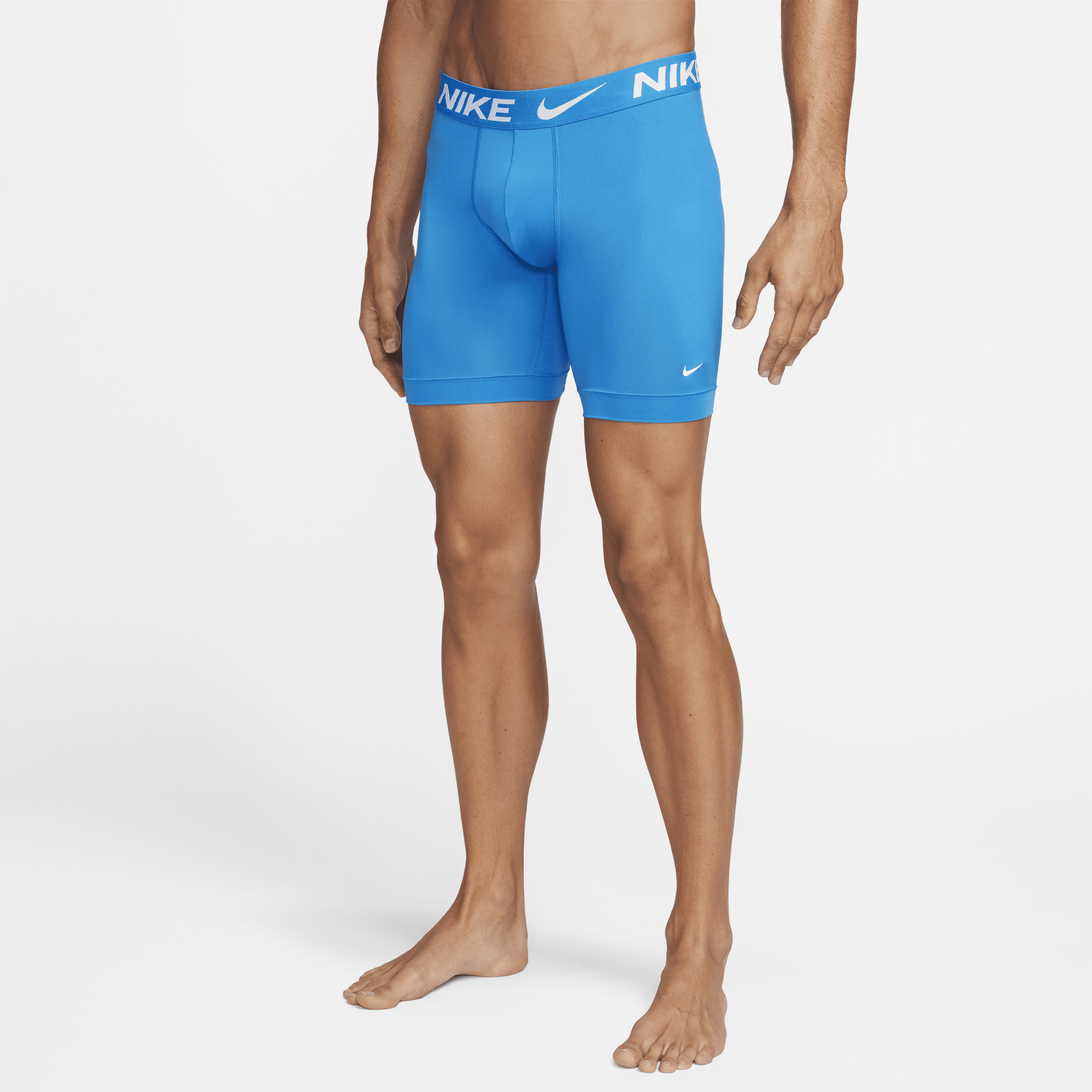 Shop Nike Men's Dri-fit Essential Micro Long Boxer Briefs (3-pack) In Blue