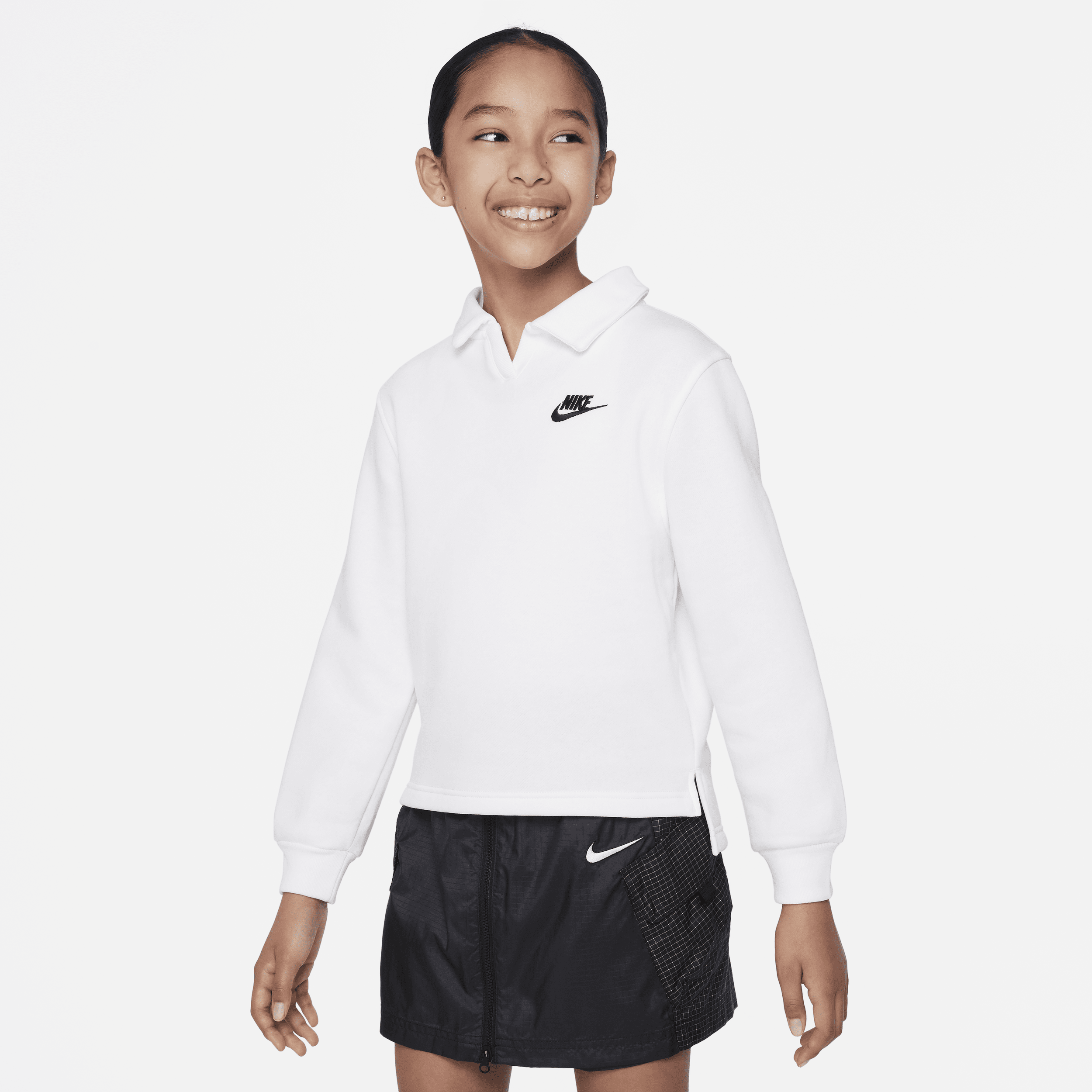 Shop Nike Sportswear Club Fleece Big Kids' (girls') Polo Top In White
