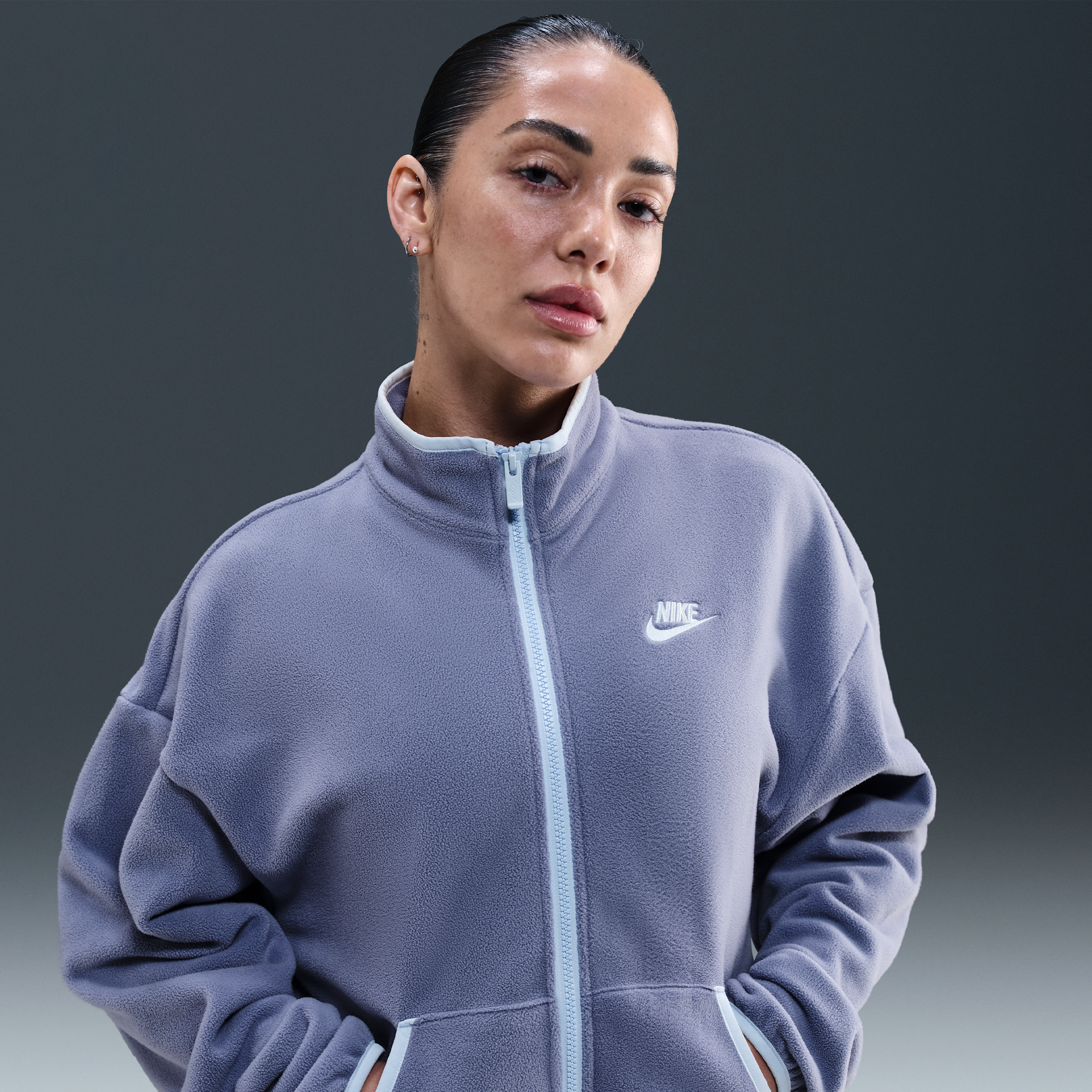 Nike Women's  Sportswear Club Fleece Loose Cozy Track Jacket In Blue