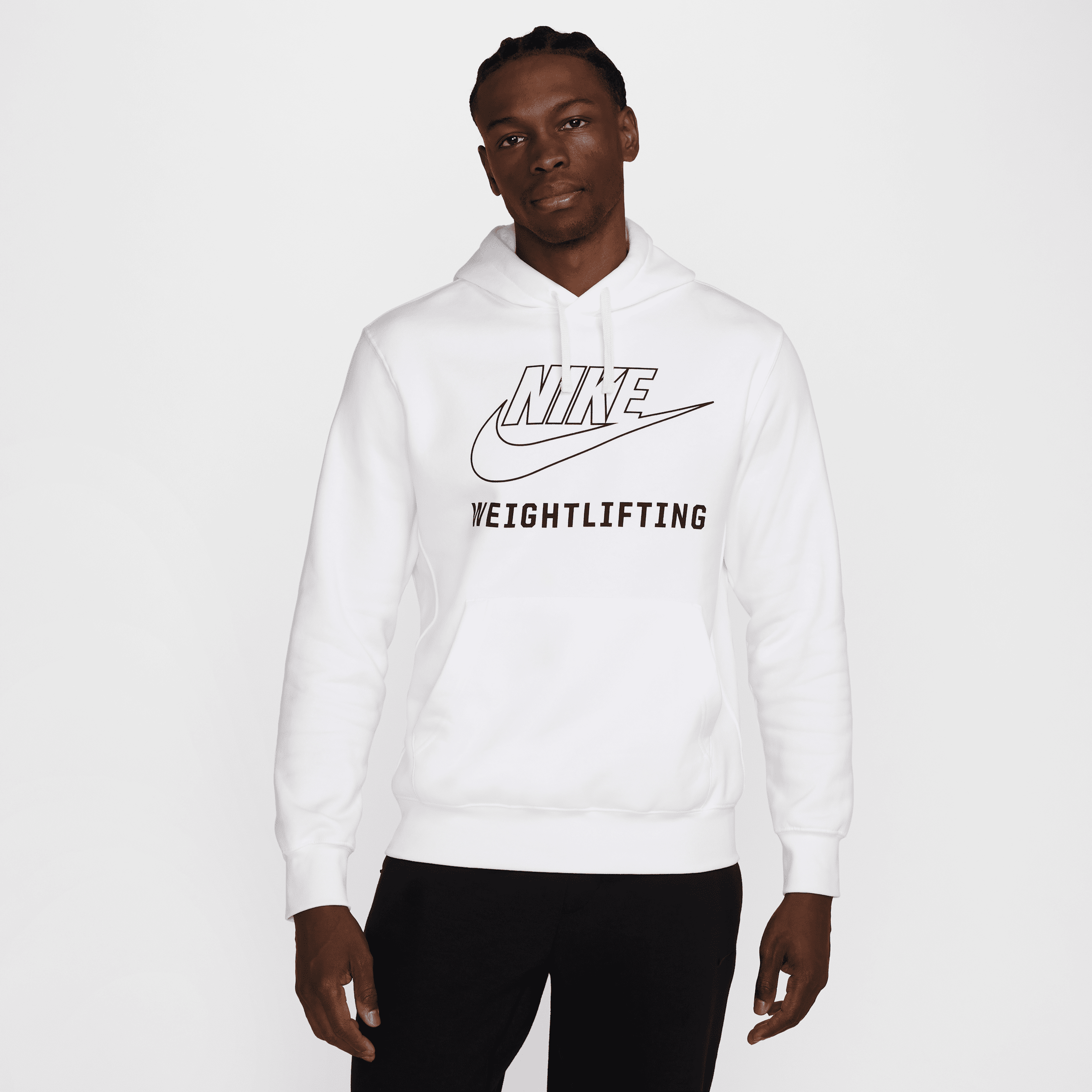 Nike Men's Weightlifting Pullover Hoodie in White | APS481-100