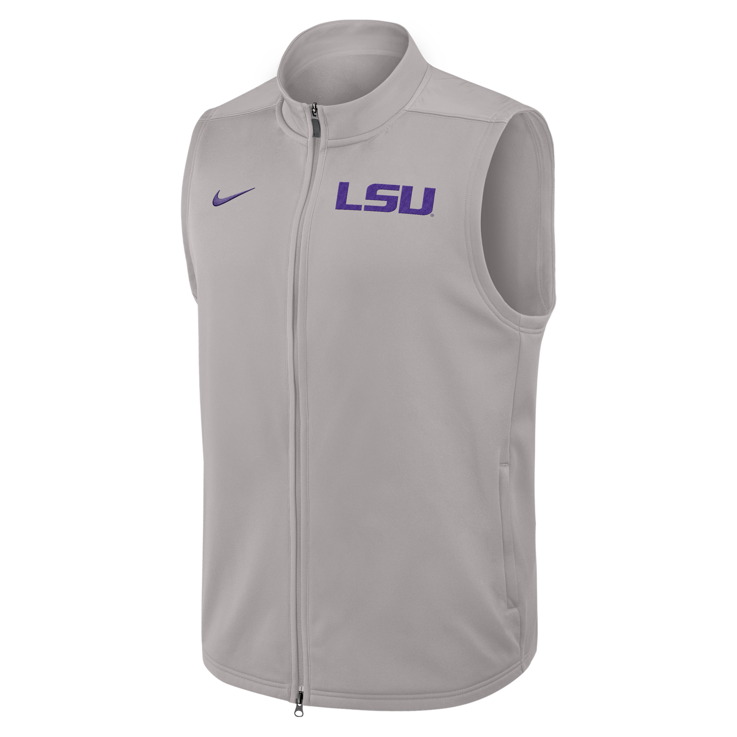 LSU Victory Nike Men's Therma-FIT College Full-Zip Vest in Grey | 03OJ09TLSN-3VN