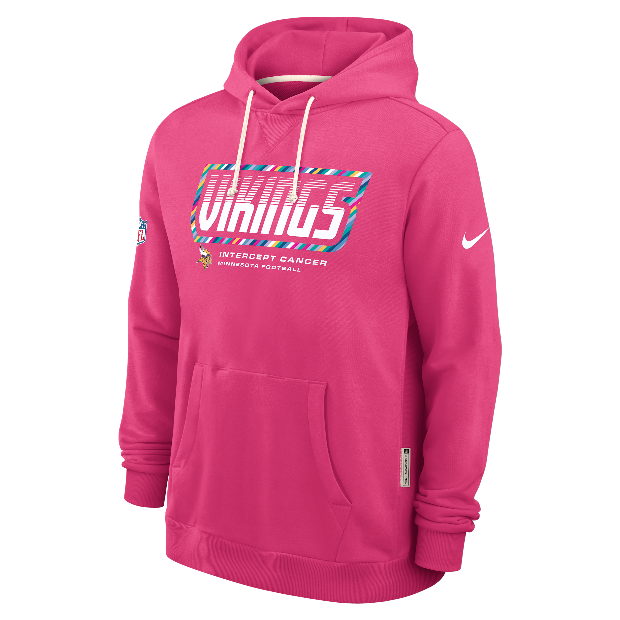 Minnesota Vikings Crucial Catch Sideline Standard Issue Nike Men's Dri-FIT NFL Pullover Hoodie in Pink | 03AZ68XZUK-F9R