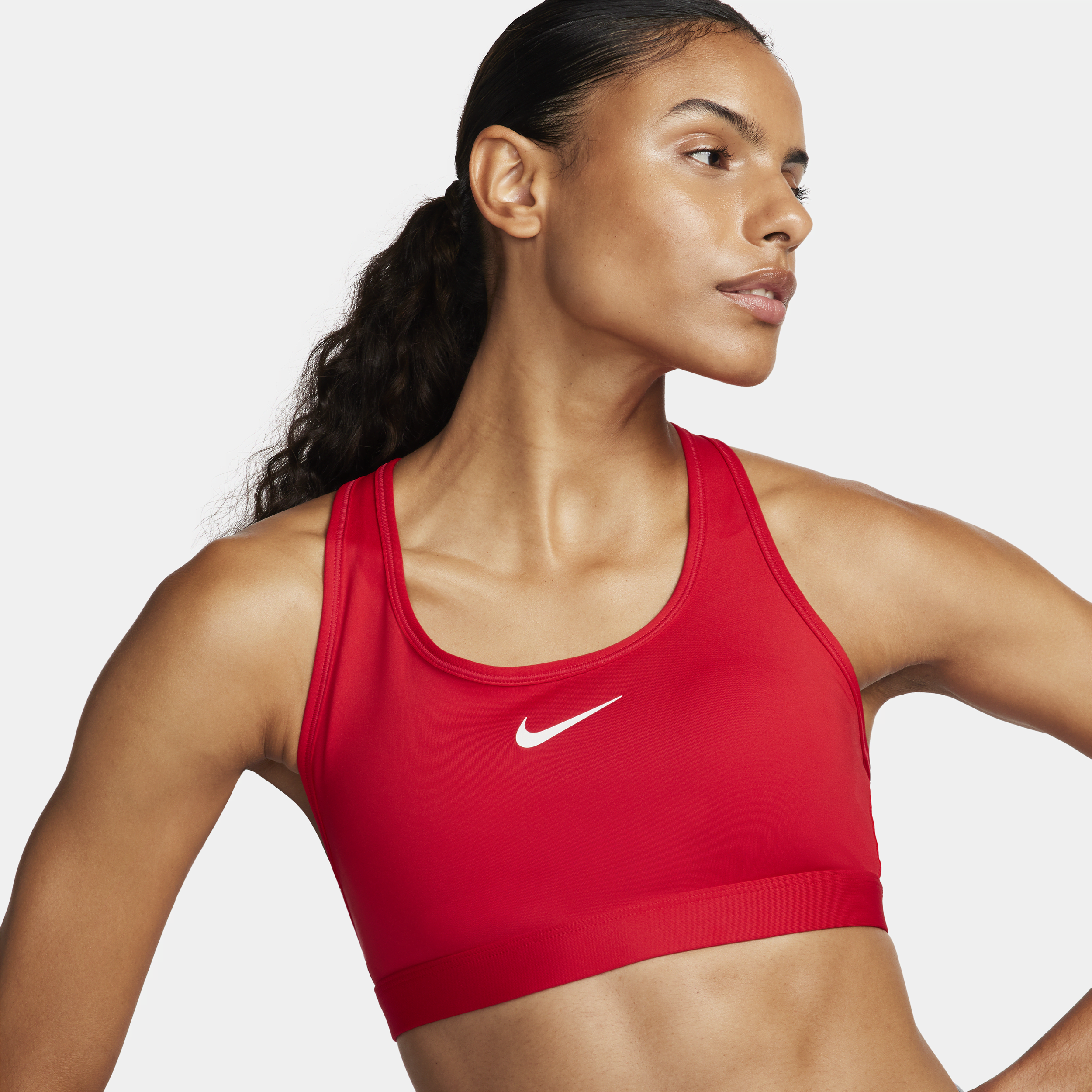 Nike Dri-fit Swoosh Medium Support Padded Sports Bra In Red