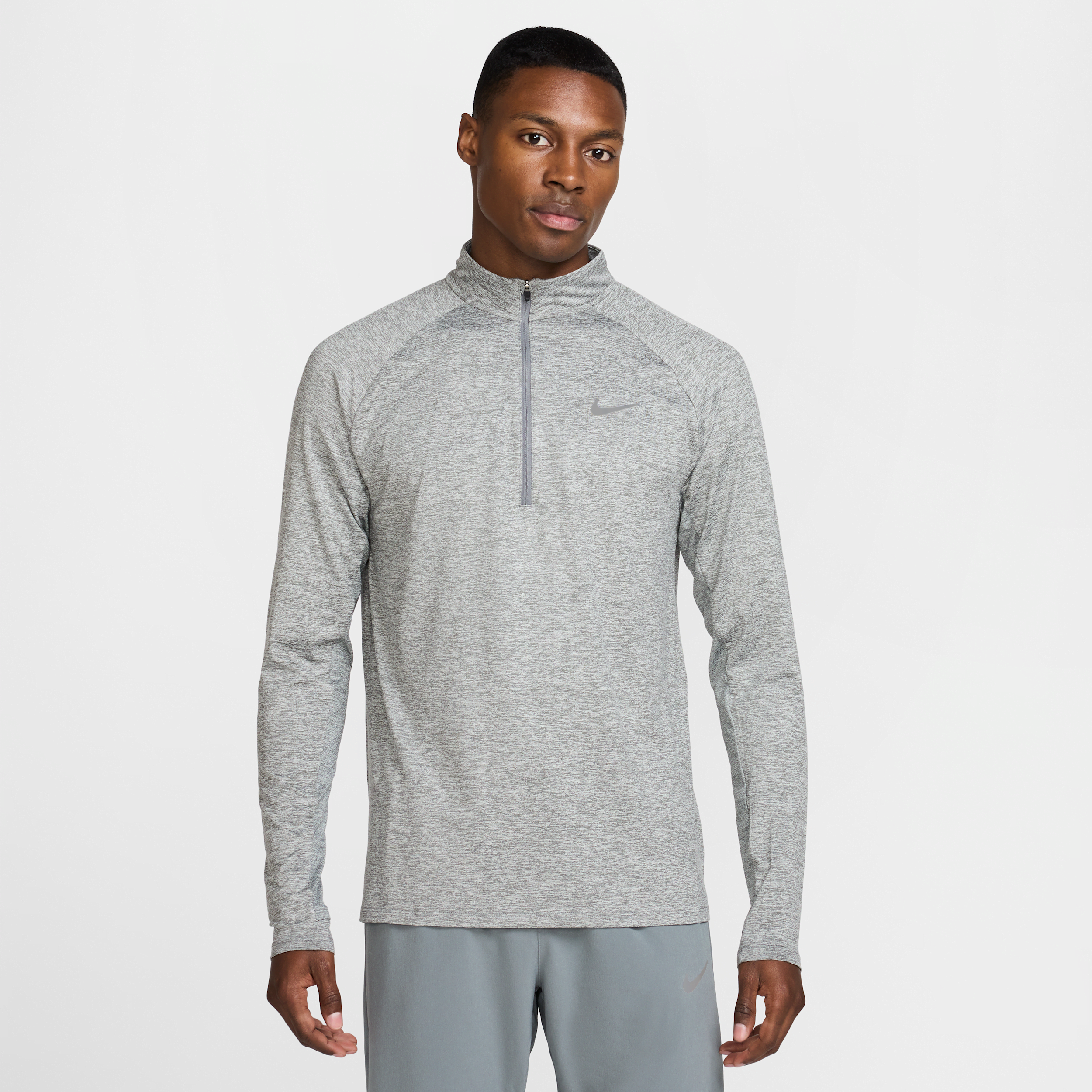 Nike Men's Stride Dri-fit 1/4-zip Running Top In Grey