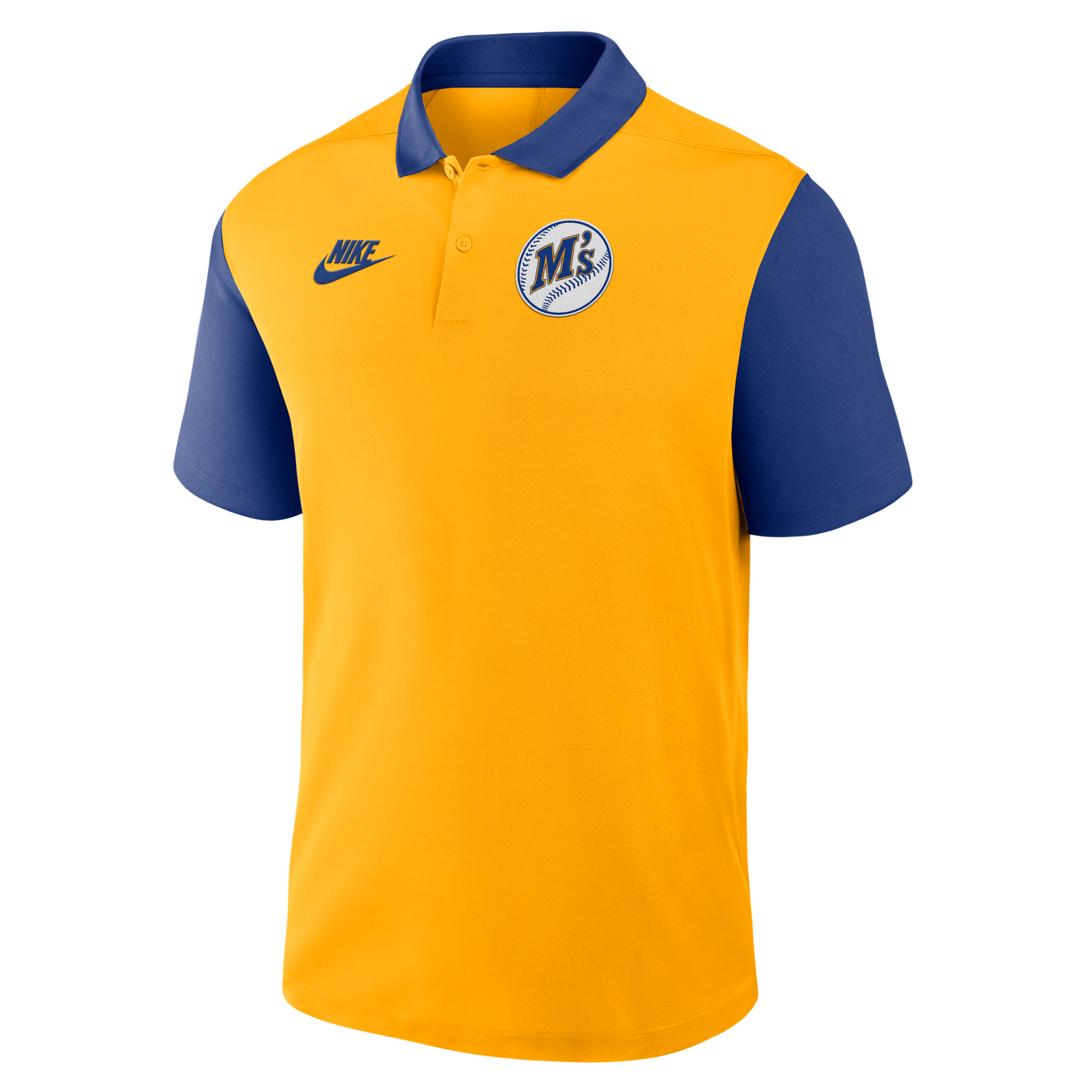 Nike Men's Gold/Royal Seattle Mariners Cooperstown Collection Color-Block Victory Performance Polo Shirt - Gold, Royal