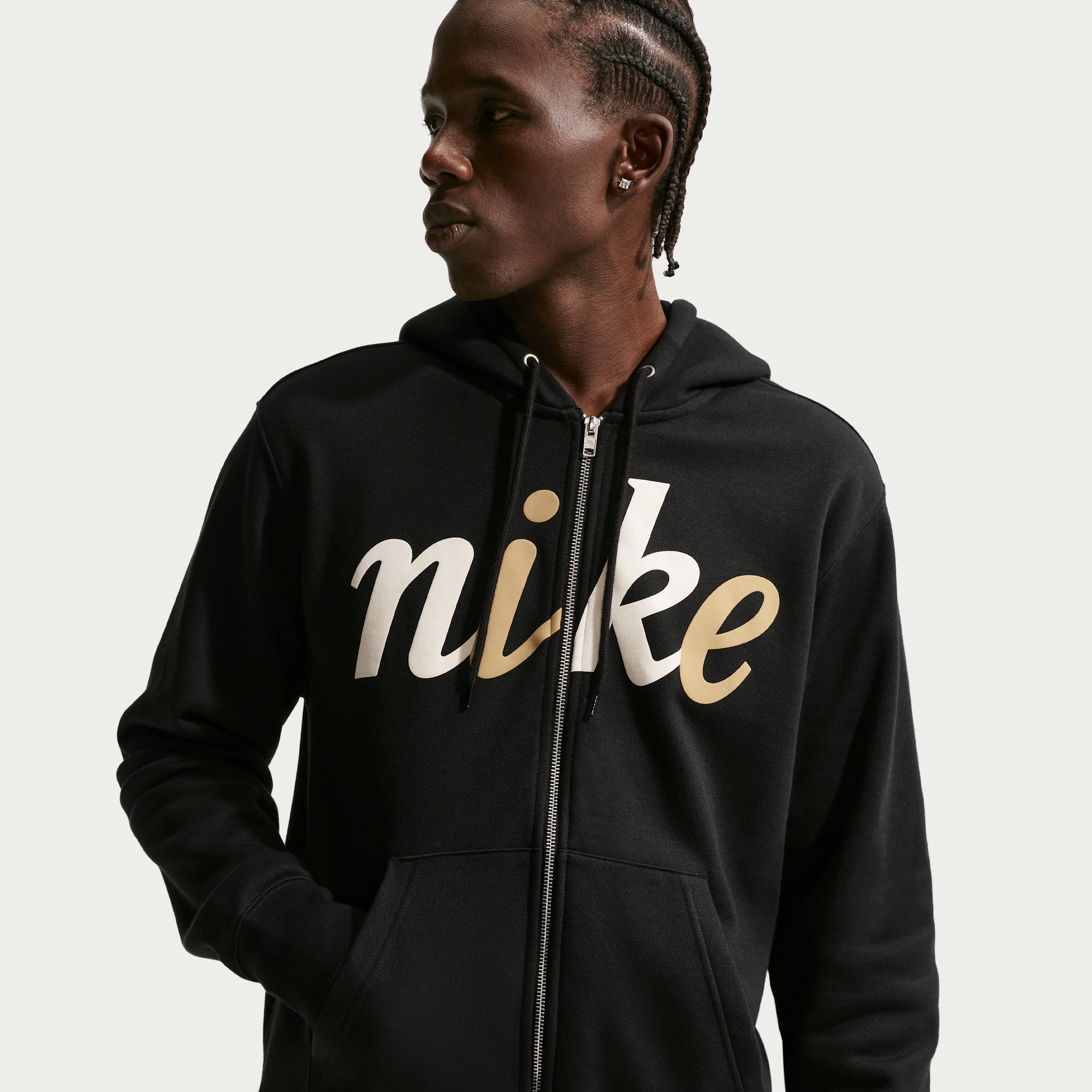 Men's Nike Sportswear Club Fleece Full-Zip Hoodie in Black | IF0687-010