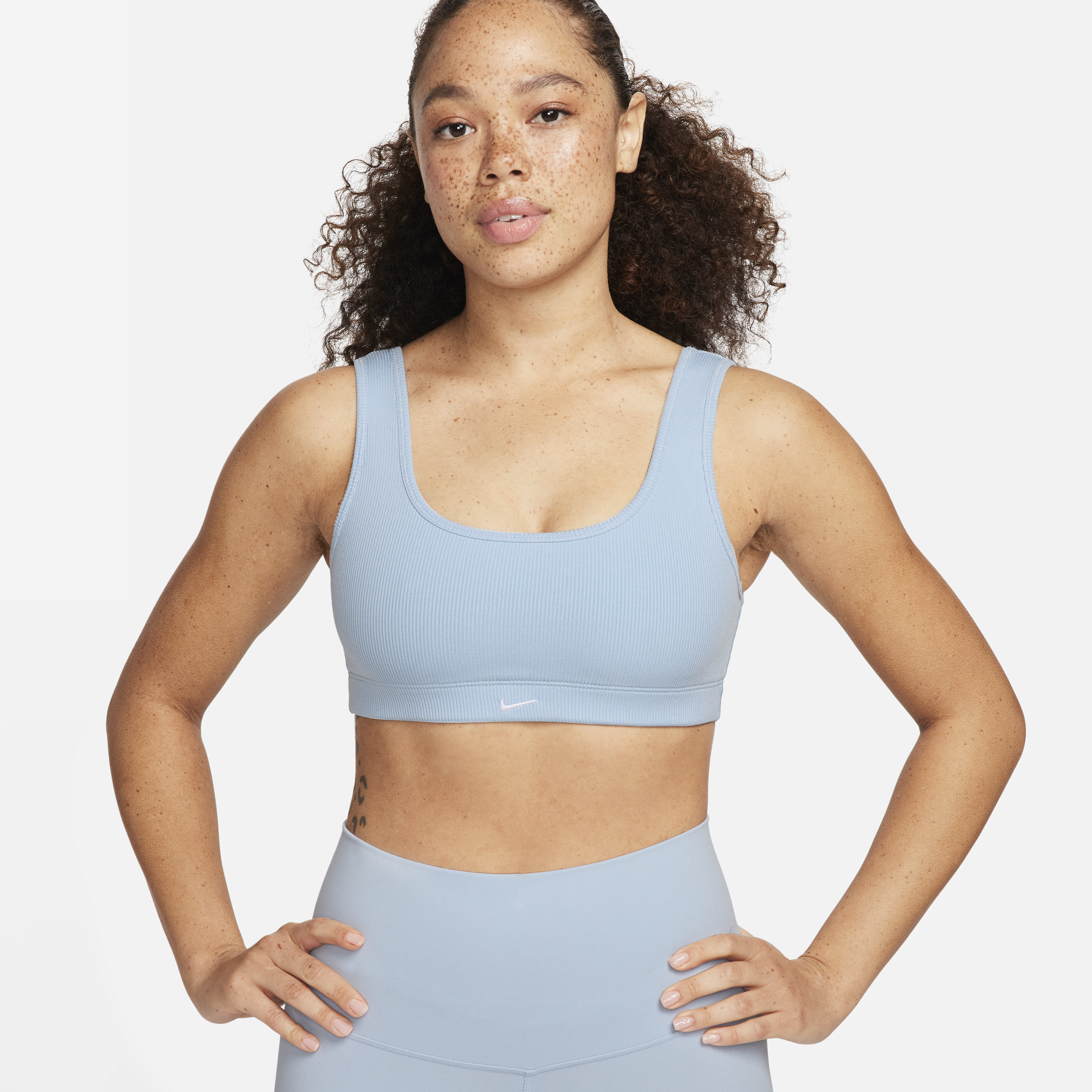 Shop Nike Women's Alate All U Light-support Lightly Lined Ribbed Sports Bra In Blue