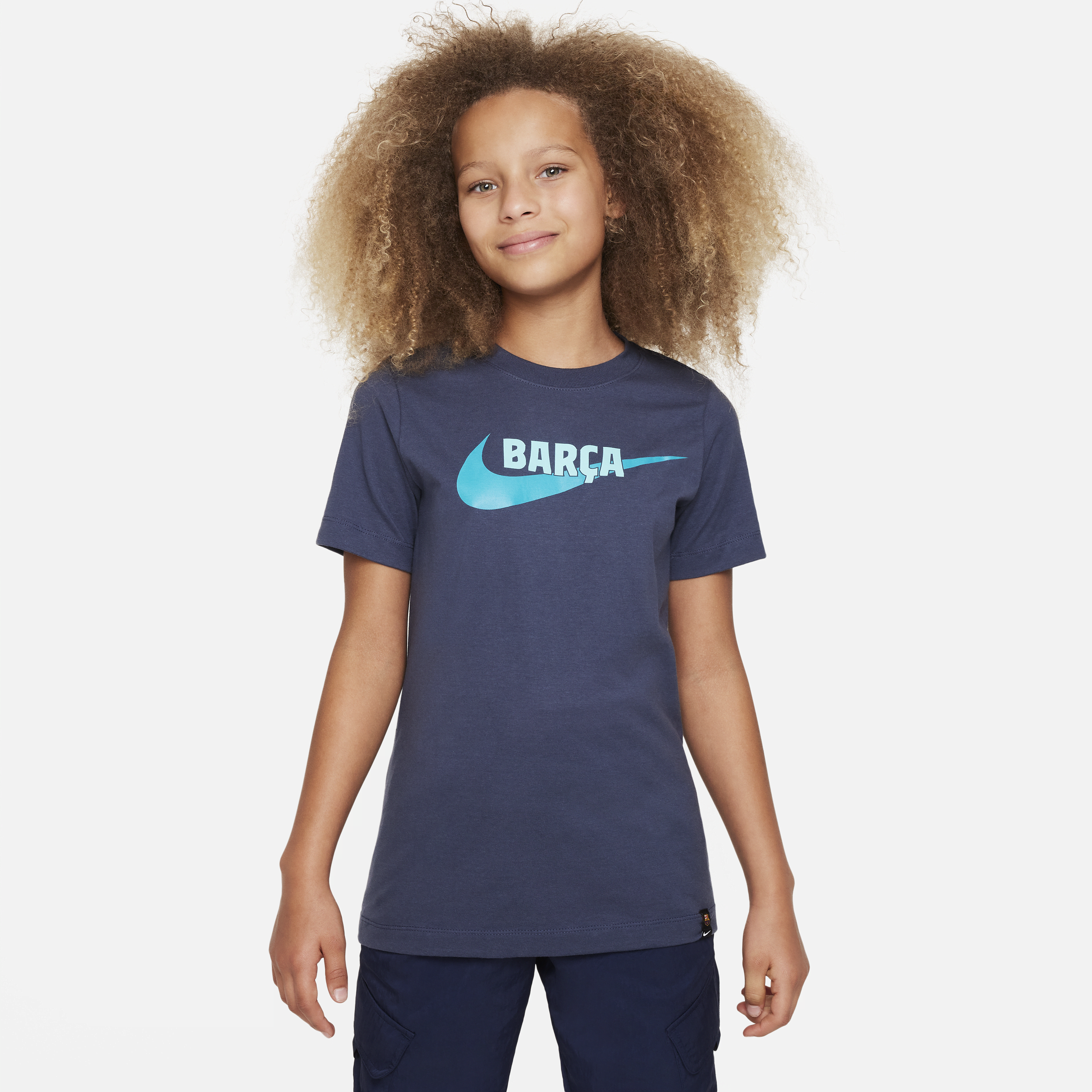 Nike Kids' Fc Barcelona Swoosh  Unisex T-shirt In Blue