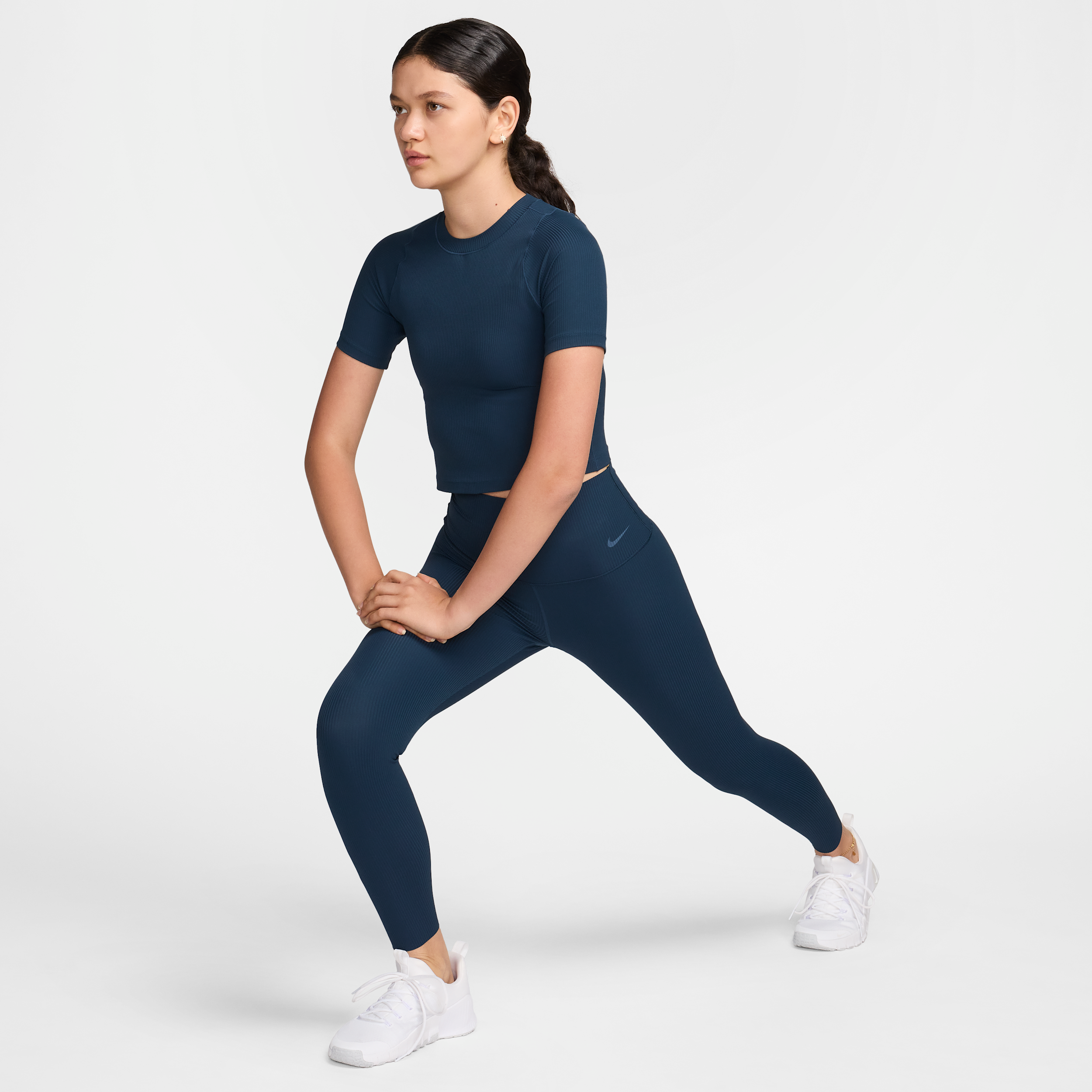 Nike Women's Zenvy Rib High-Waisted 7/8 Leggings in Blue | HF1443-478