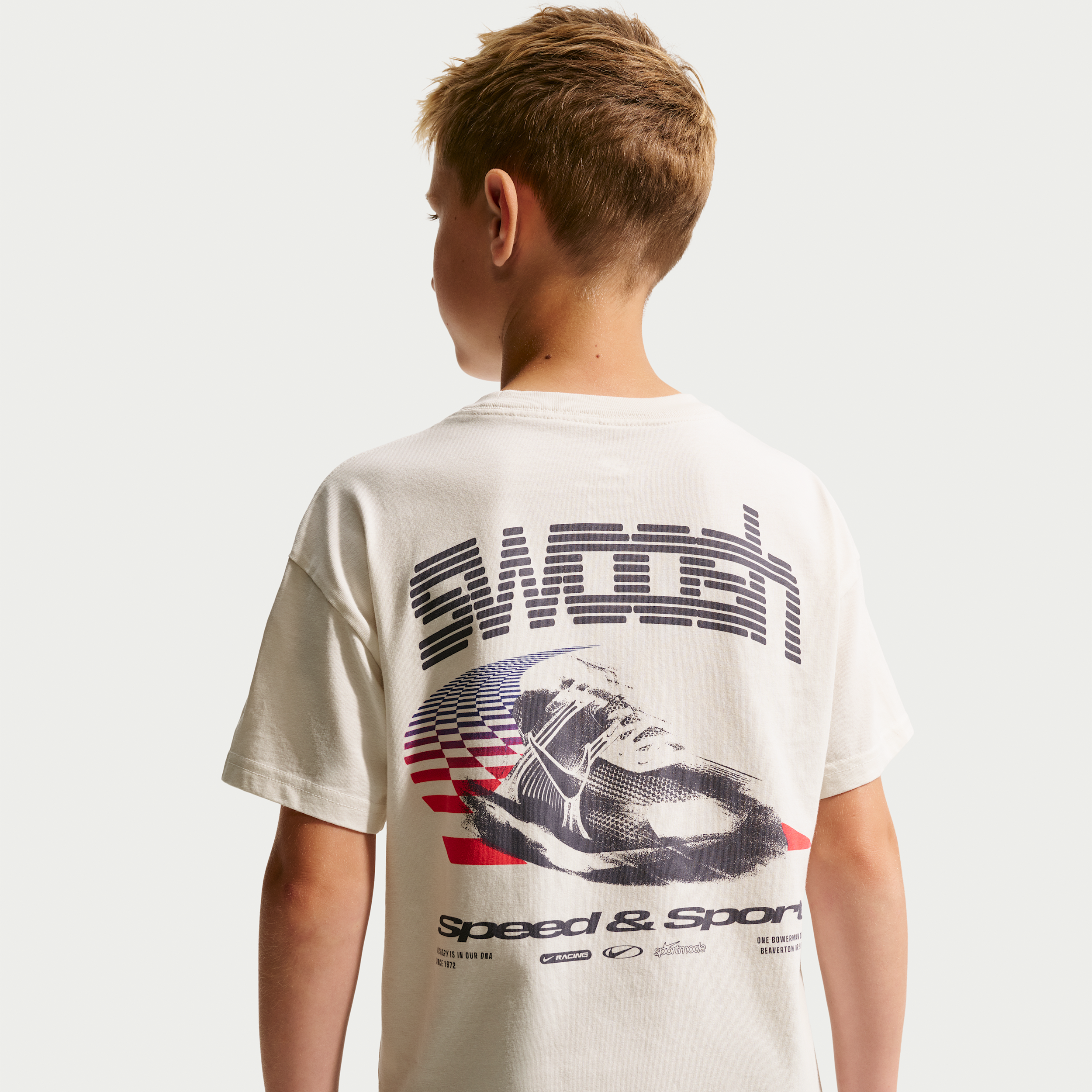 Nike Kids' Speed Sport Shoe Graphic Tee, Medium, Phantom