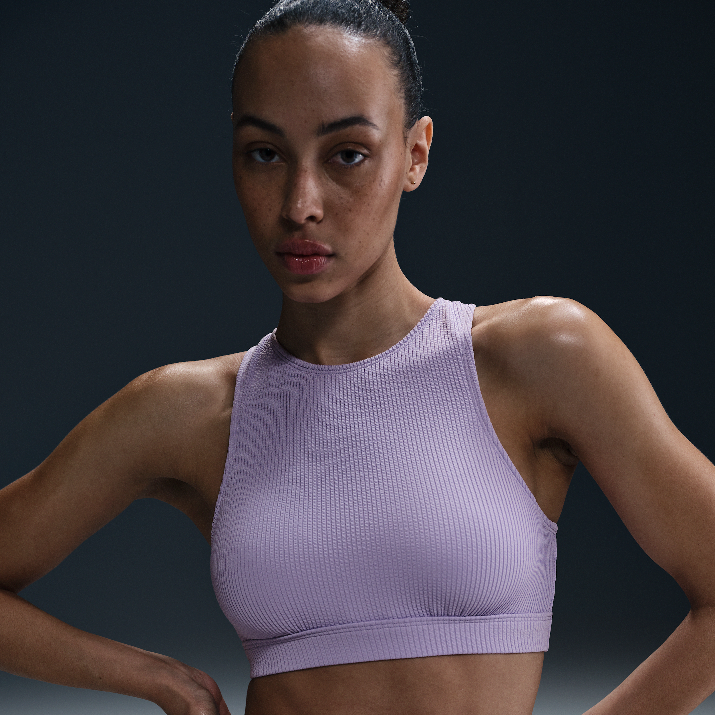 Nike Women's Swim Elevated Essential High-neck Bikini Top In Purple