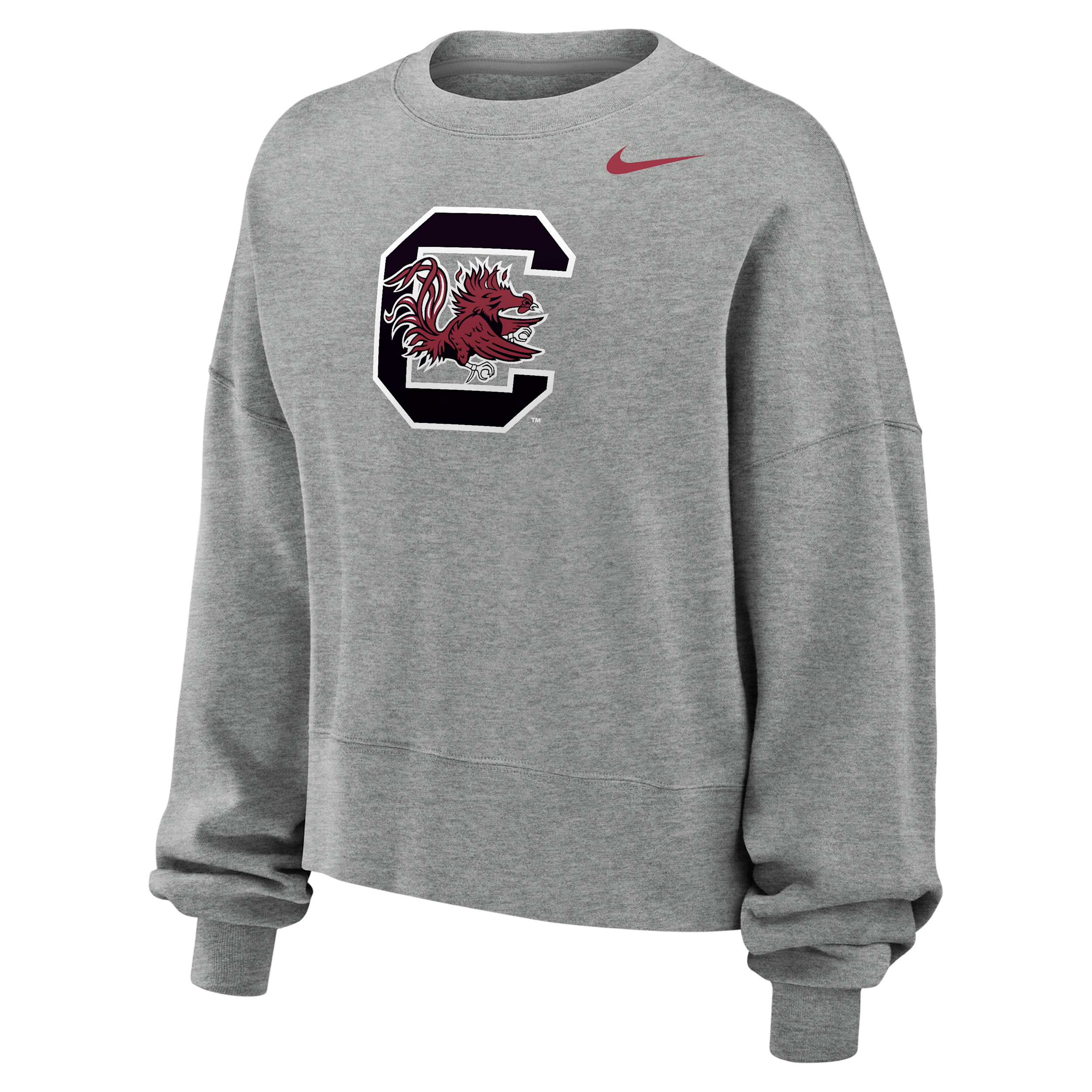 Nike Women's Phoenix (South Carolina Gamecocks) Oversized Crew-Neck Sweatshirt in Grey | W33302P787SCAR-DGH