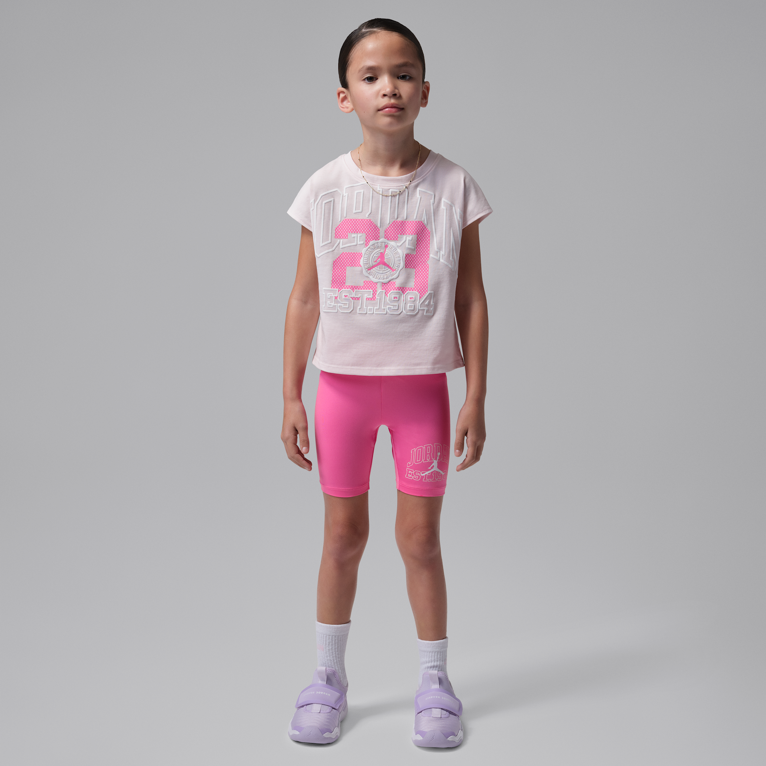 Jordan Little Kids' Boxy T-Shirt and Bike Shorts Set in Pink | 35F792-AA7