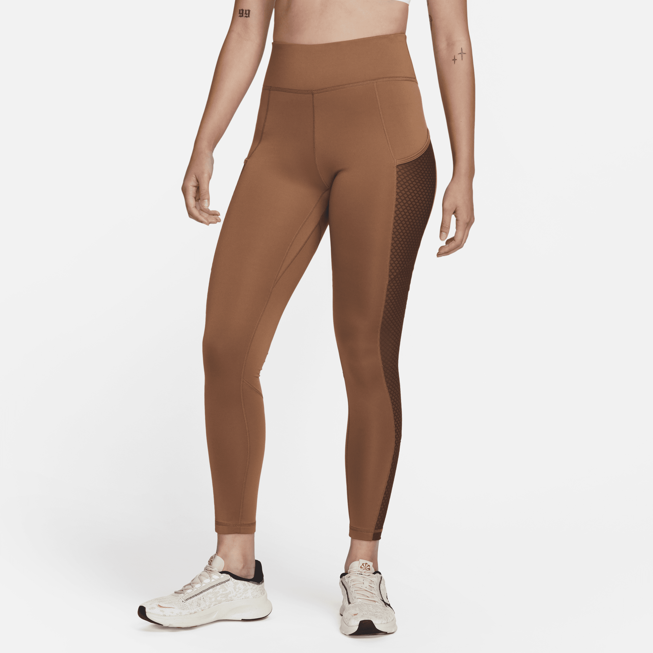 Nike Women's Therma-fit One Mid-rise Full-length Training Leggings With Pockets In Brown