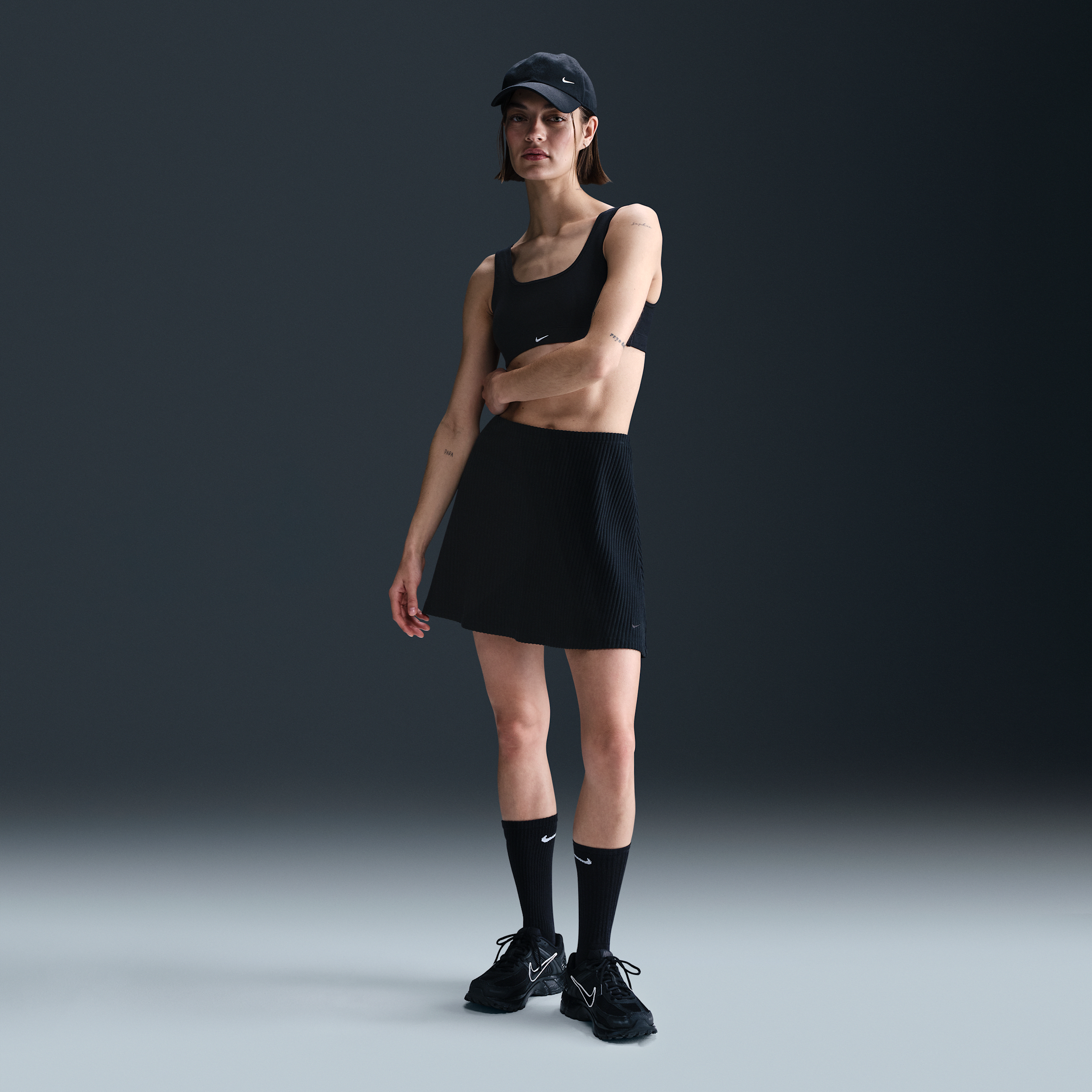 Nike Women's Sportswear Chill Knit Ribbed Mini Skirt In Black