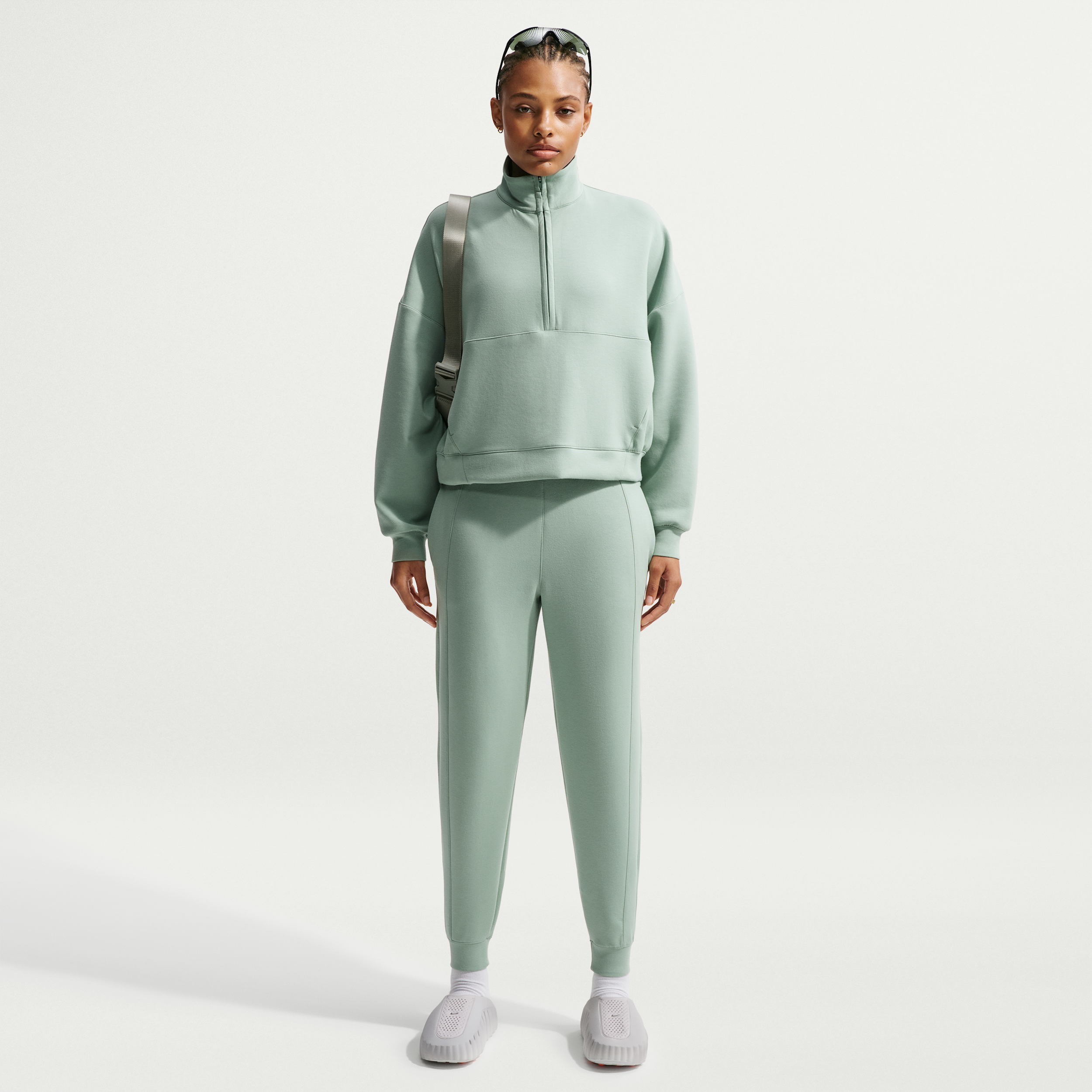 Nike Women's 24.7 ImpossiblySoft Dri-FIT Mid-Rise Jogger Pants in Green | HQ8184-006