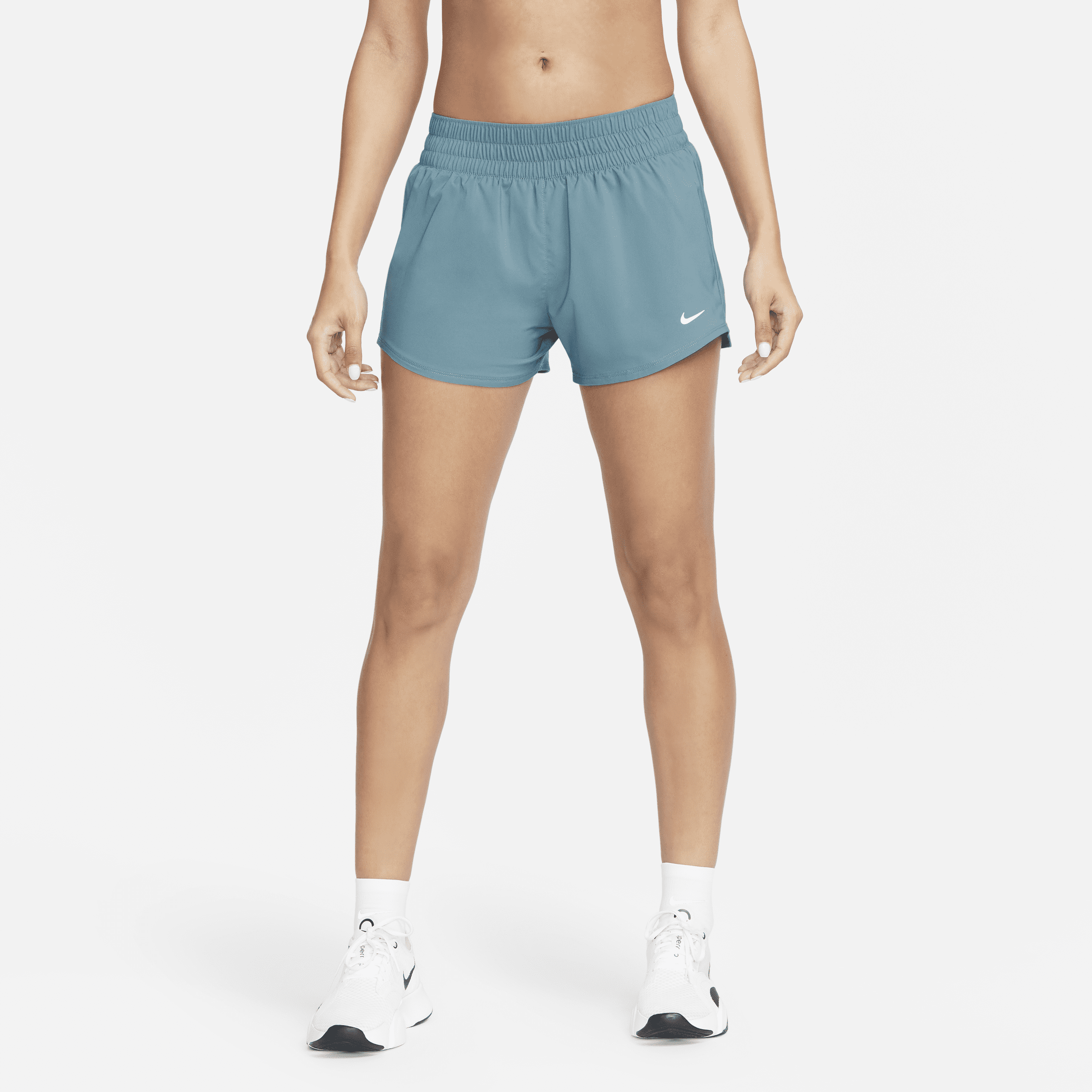 Nike Women's One Dri-fit Mid-rise 3" Brief-lined Shorts In Blue
