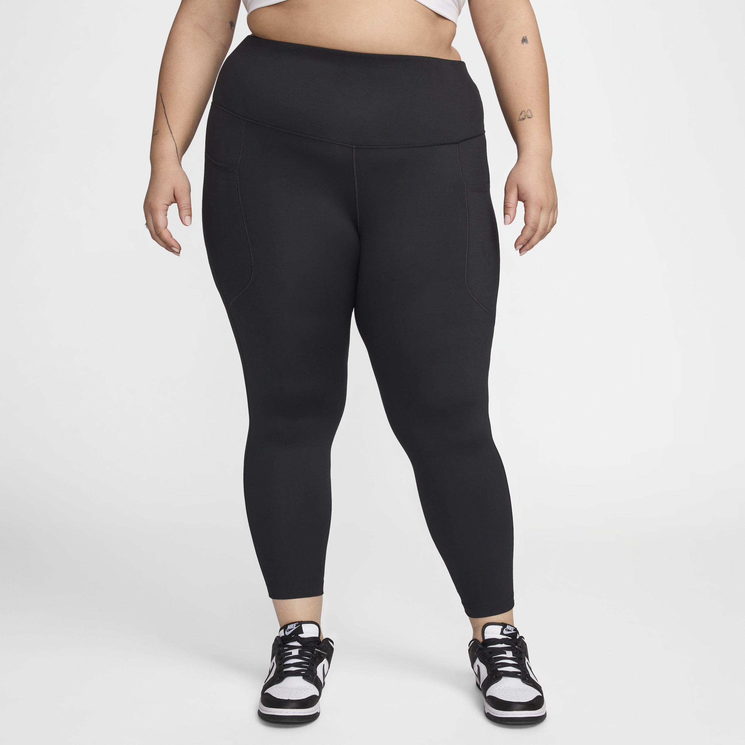 Shop Nike Women's One High-waisted 7/8 Leggings With Pockets (plus Size) In Black