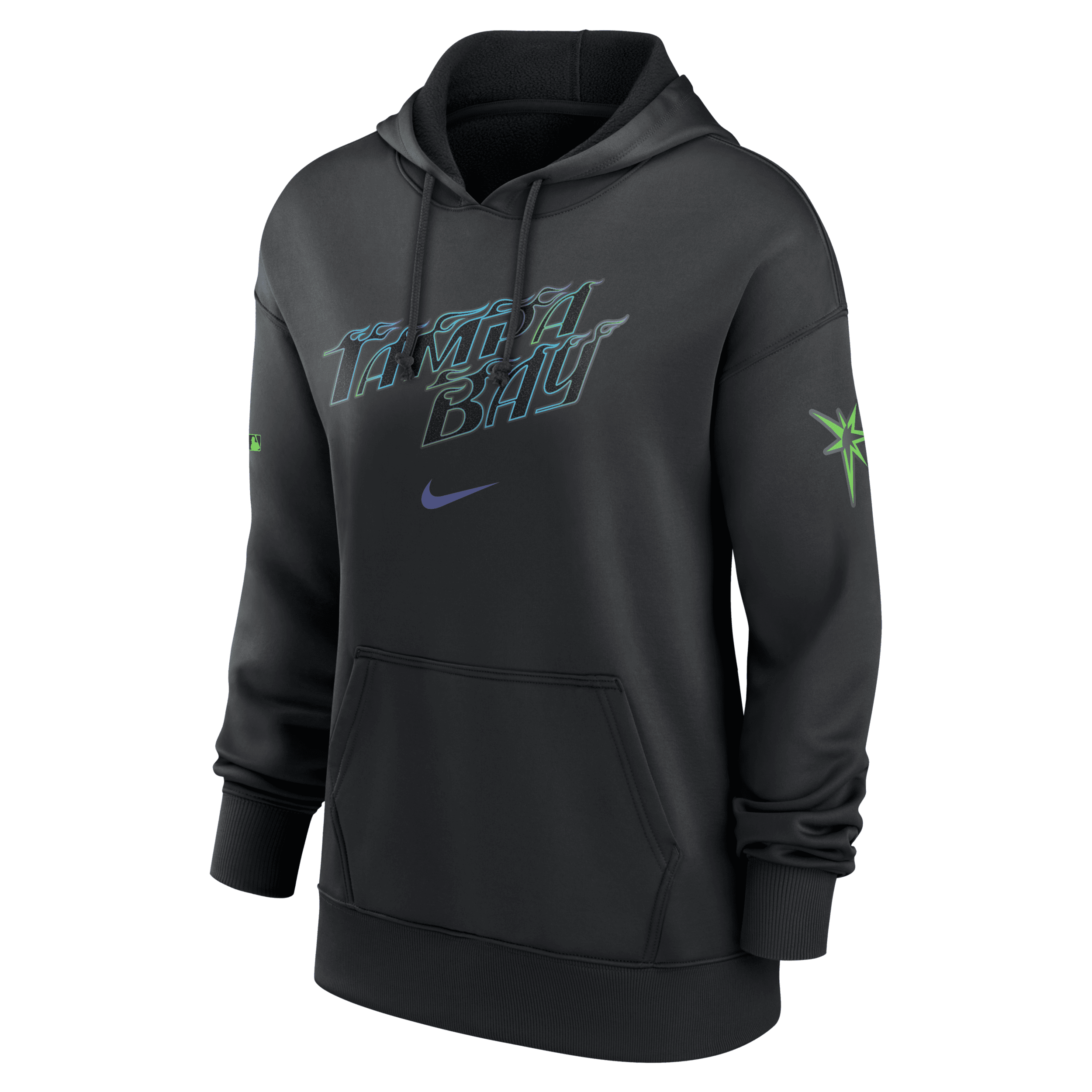 Nike Tampa Bay Rays Authentic Collection City Connect Practice  Women's Dri-fit Mlb Pullover Hoodie In Black