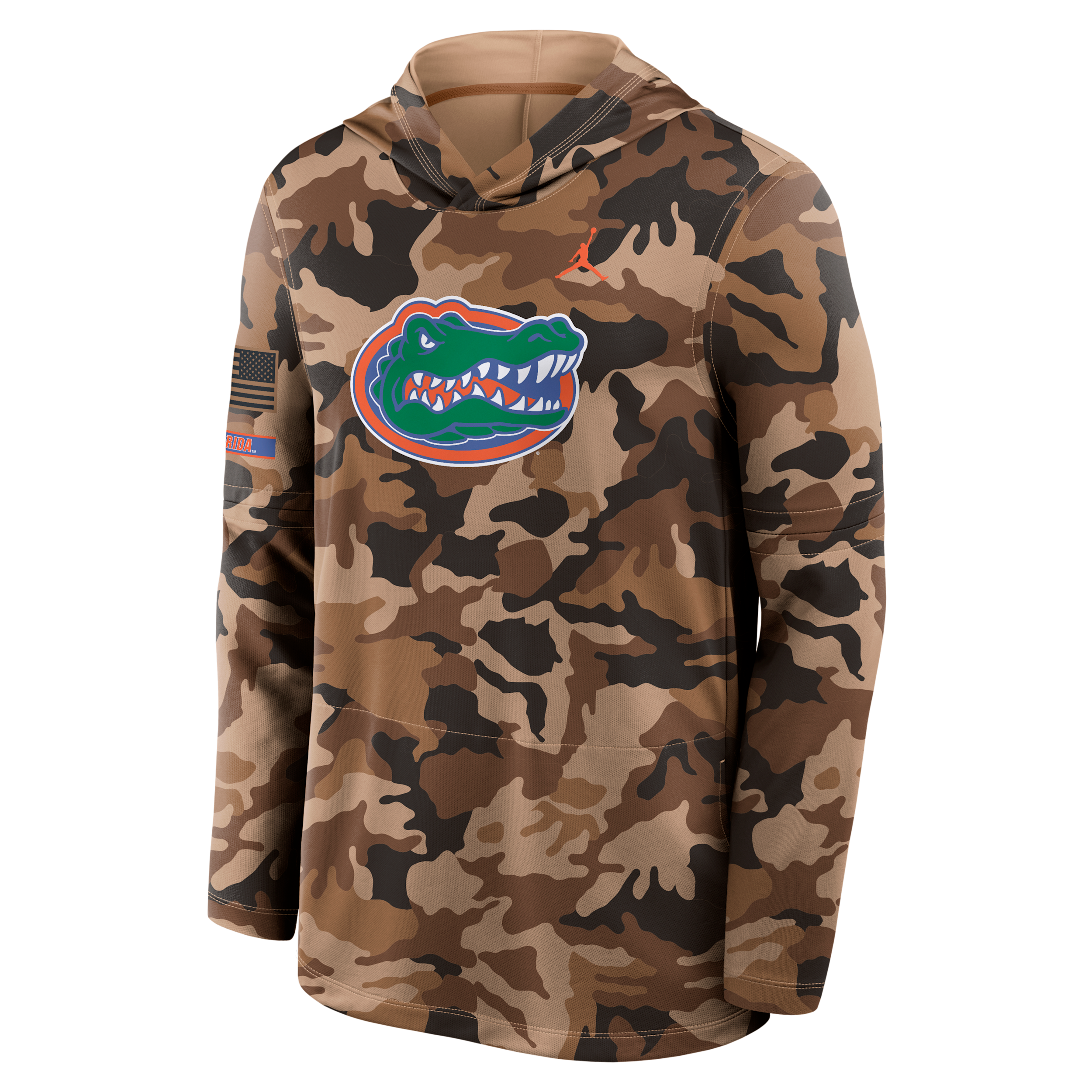 Men's Florida Military Appreciation Jordan Brand Dri-FIT College Long-Sleeve Hooded Top in Brown | 0JB92EAUFN-954