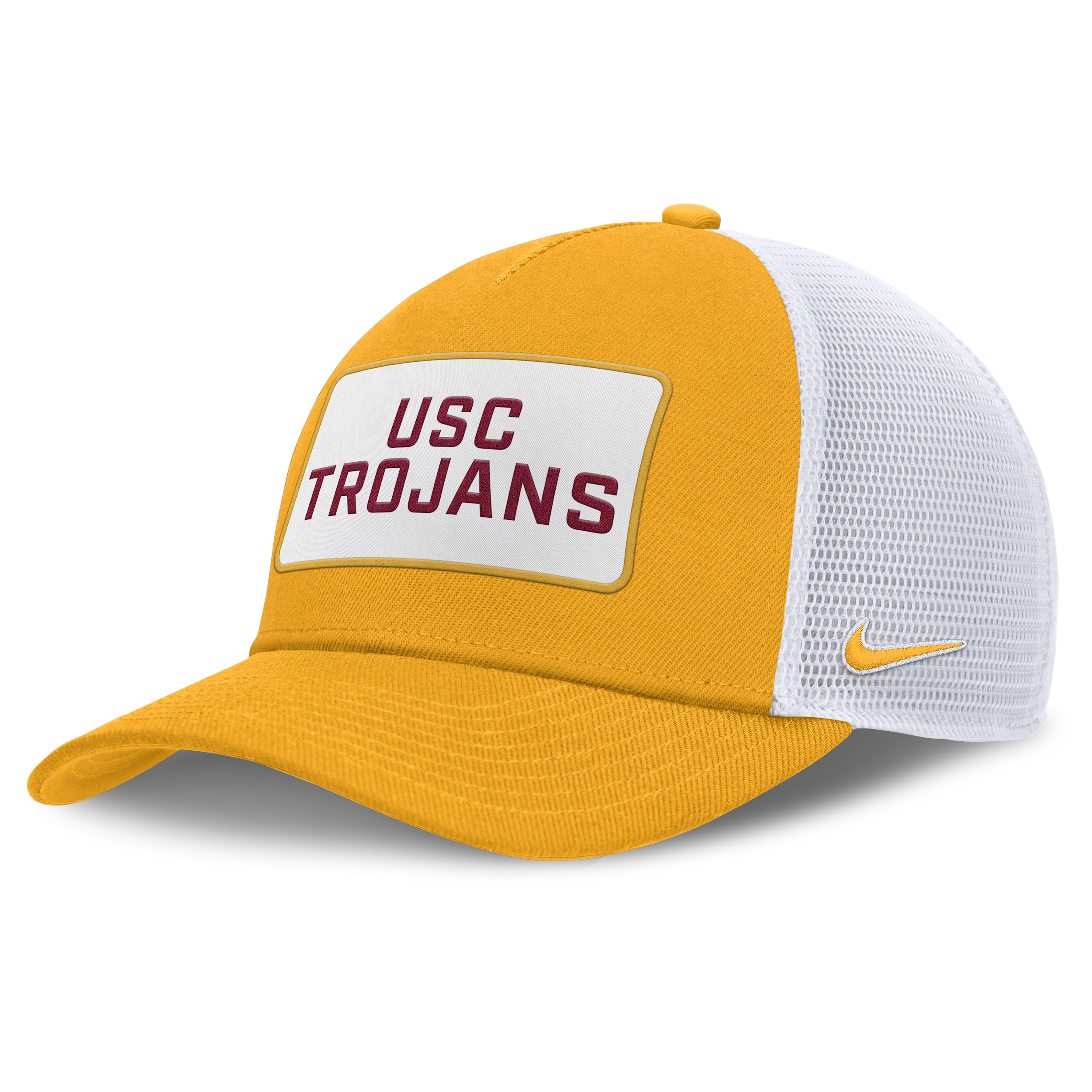 Nike Men's Gold/white Usc Trojans 2025 On-field Rise Patch Trucker Adjustable Hat In Yellow