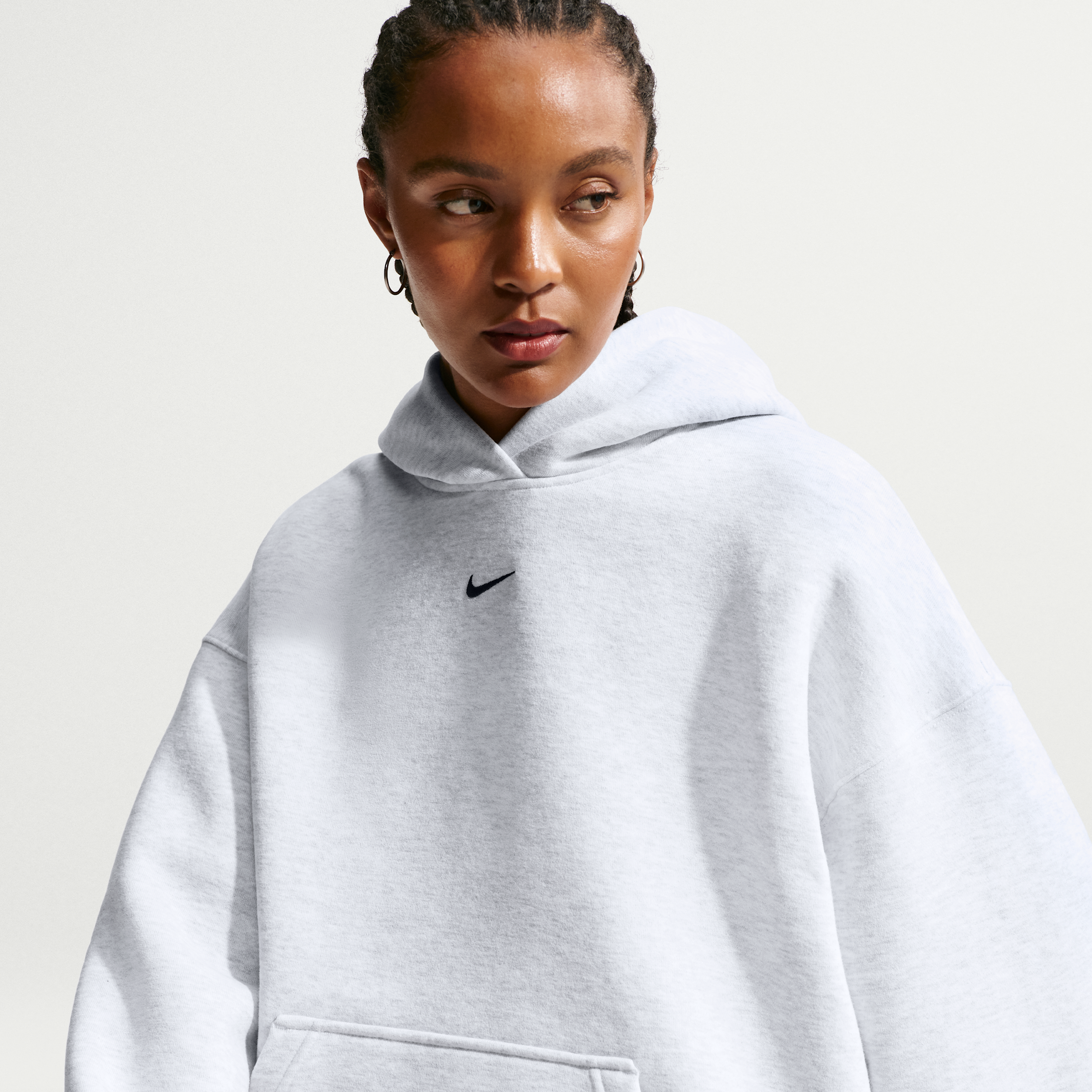 Nike Women's Studio Fleece Medium Weight Oversized Pullover Hoodie in Brown | IM8502-051