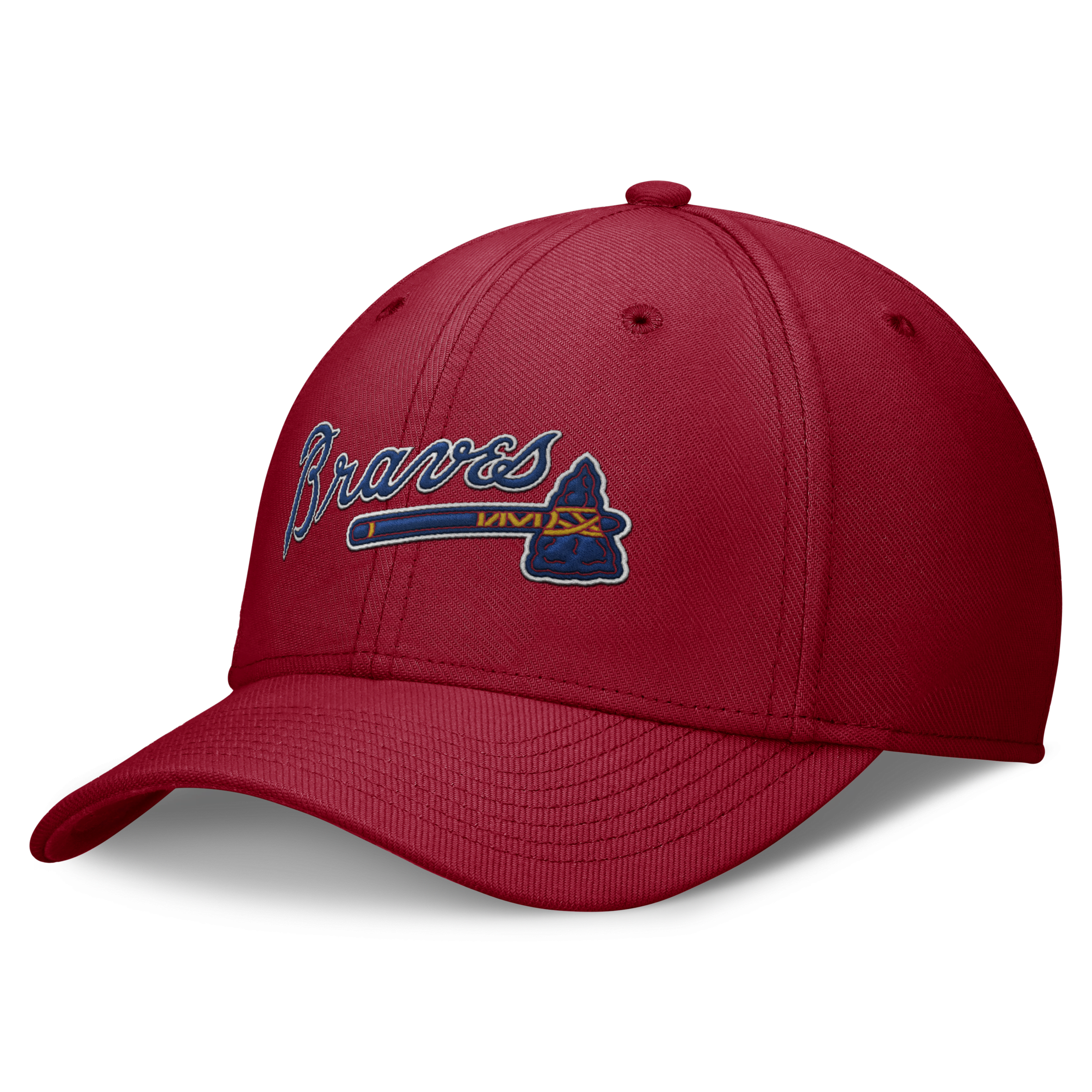 Nike Atlanta Braves Evergreen Swoosh  Men's Dri-fit Mlb Hat In Red