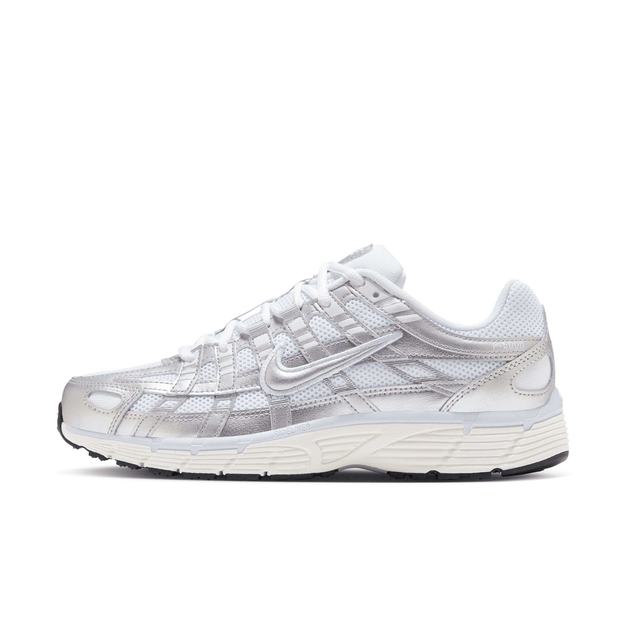 Nike P-6000 Sneakers In Silver Leather And Fabric In White